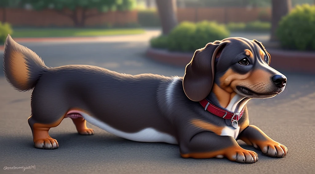 realistic obese weiner dog