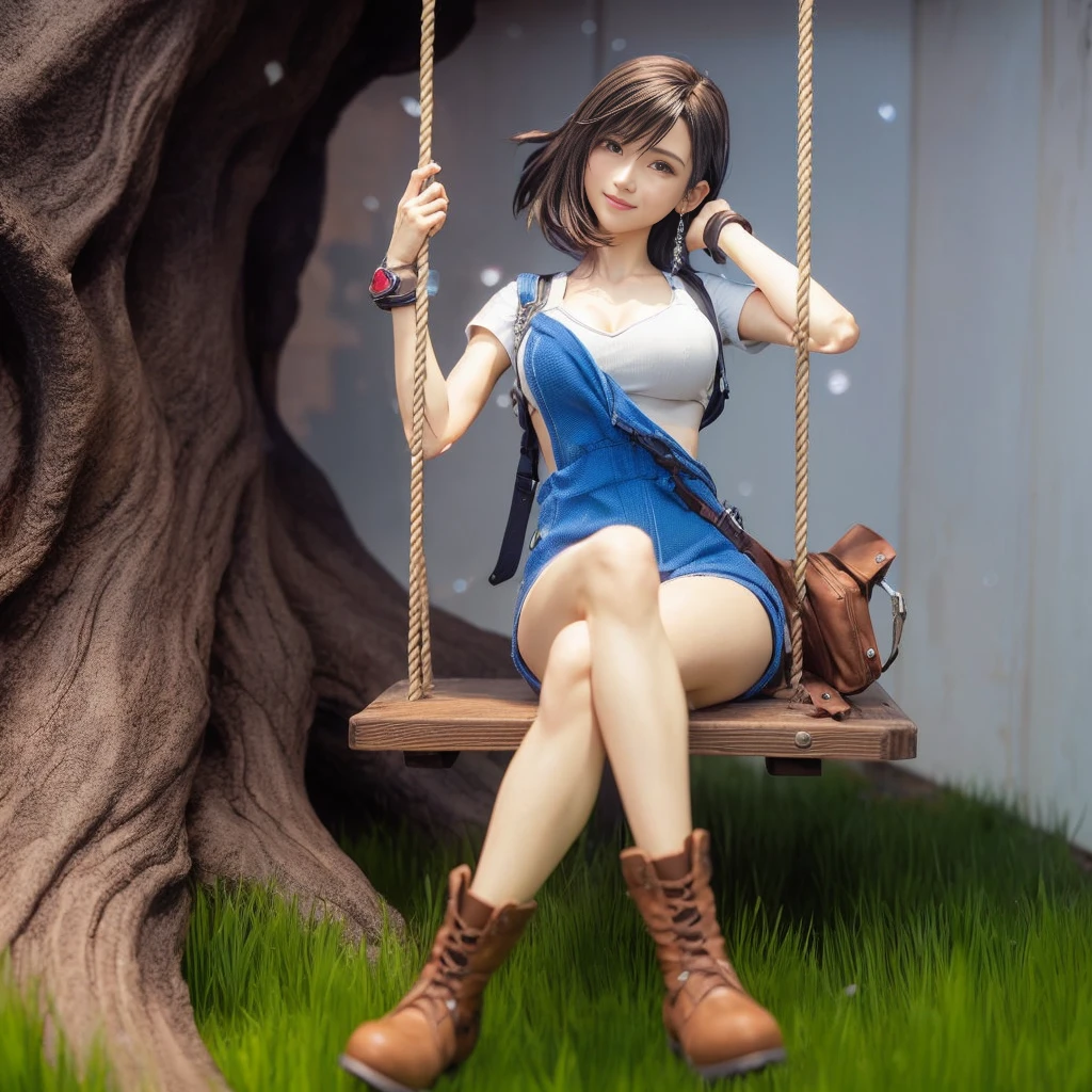 (best quality,ultra-detalhado),(Realistic:1.37),Tifa Lockhart,Rosto bonito e detalhado, Sweet smile expression, textura ultra realista, rosto delicado, corpo delicado, Fit physique