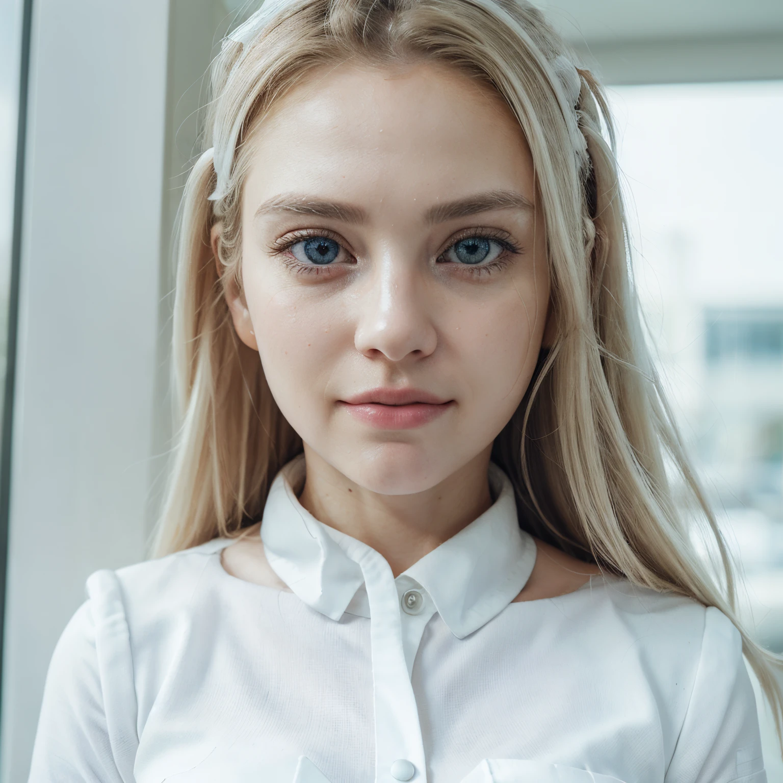 (realistic, photo-realistic:1.4),(8k, RAW photo, best quality, masterpiece:1.2), cute, ultra-detailed,heart-shaped pupils, physically-based rendering, ultra high res, kodakvision color, shot on Arricam LT Camera, bokeh, sharp focus, looking at viewer, photorealistic,realistic, solo, photorealistic, best quality,extremely detailed face,extremely detailed eyes and face, (blond girl,) clear eyes, beautiful detailed eyes,absurdres, incredibly absurdres,(haunting smile),Messy hair, floating hair, round clear big eyes, clear big eyes, moist red lips, sweet, girl, (solo person:1.4),(White business suit:1.4)，full body ,White bouquet，No shirt