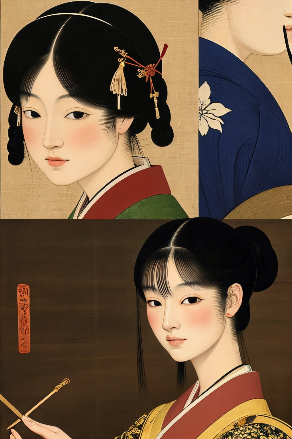 Paintings of Japanese women from the Edo period who are beautiful and have mysterious eyes that look different depending on how you look at them.