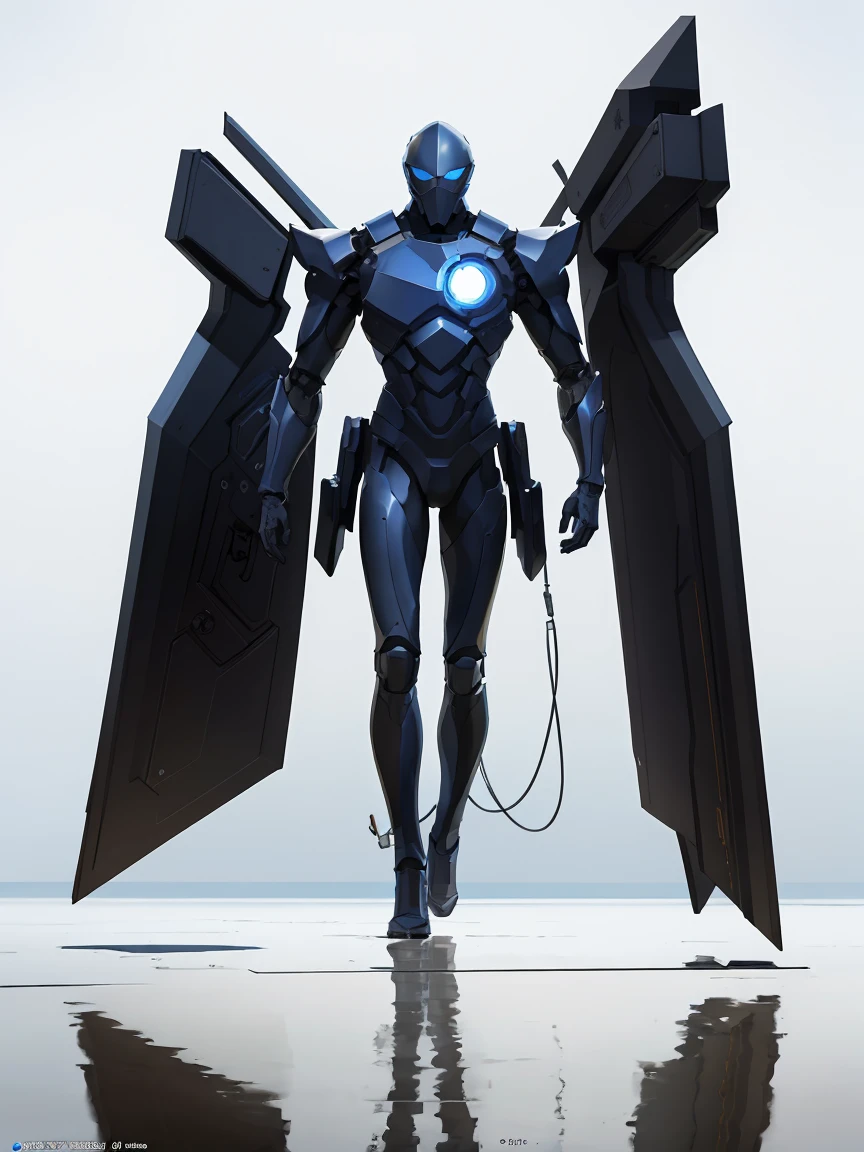((masterpiece:1.2, best quality)),movie,official art, promotional art,movie wallpaper,white background,full body,concept art,turnaround,reference sheet,production art,background,outdoor,original,raw photo,highres, (realistic, photo-realistic:1.2), ultra detailed, physically-based rendering,1boy,machinery, puddle, reflection,