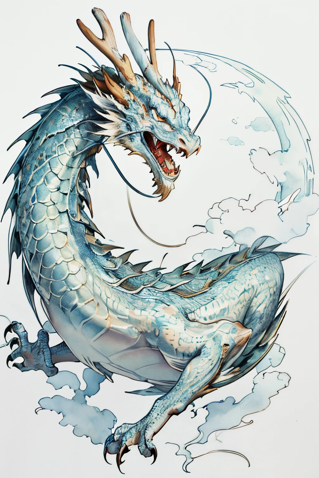 In order to face the heavy responsibility of life、Doctors fighting alone,I want to pin my wish on the dragon, the incarnation of the water of life。The color of the dragon is silver,This is because the color of the scalpel used for surgery is silver