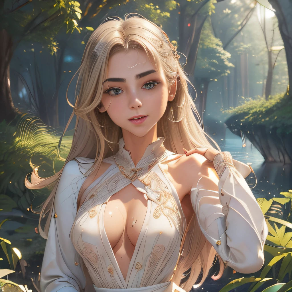 (extremely detailed 8K wallpaper:2), (photo:2), (24 years old Xuan Beautiful girl:2), (gives a lecture to friends:2), Detailed (Face & Eyes), (hyper realistic:1), (Highly detailed:1), (Epic Realistic:1), rim light, (Maximum details:1), Cosy, (body complet:1.3), (looking a viewer:2), (Attractive qualities of a woman:2), (attractive female:2), (Attractive:2), Smile, intelligence, sympathy, Grace, A sense of style, Fitness, Care, optimism, (sensitivity:2), frankness, Romantic gestures, playfulness, Fashion Sense, (sensuality:2), charm, modesty, Thoughtfulness, (femininity:1), flirtatiousness, warmth, (Physical Attractiveness:2), beautiful smile, Love of Life, Strength and power, Vulnerability, curiosity, wonder, Love, (Nature's prehistory:2), Kawaii, waifu, beautiful breasts, (attractive body:2), (handsome body:2), BEAUTIFUL POSE, attractive pose, (nice feet:1.0), (beautiful clothing:1), (Classic clothes:2), (elegant clothing:2), (European Clothing:2), detailed clothes, (upskirt:1), (blouse:1), (provocative pose)