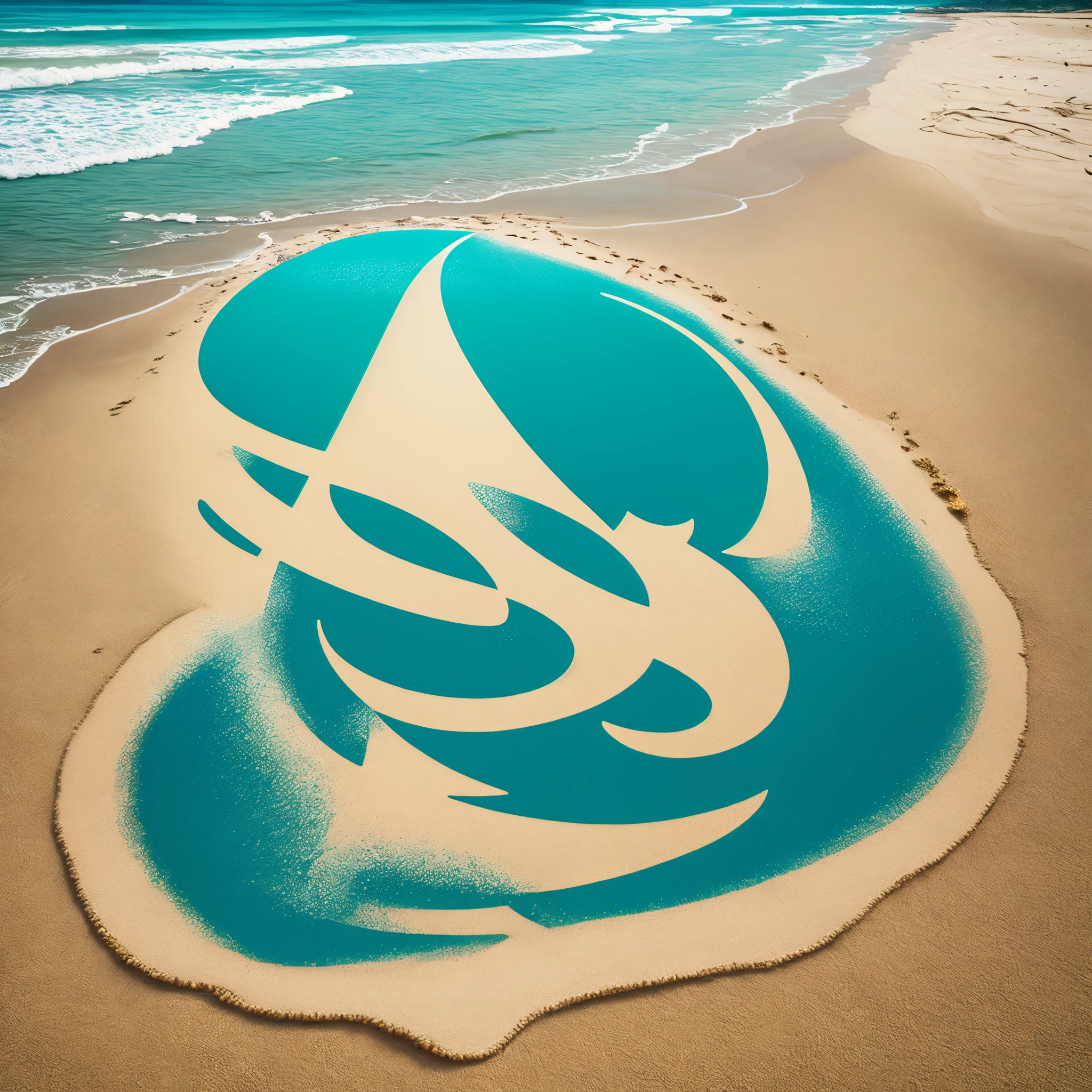 tiktok logo printing money on a beach