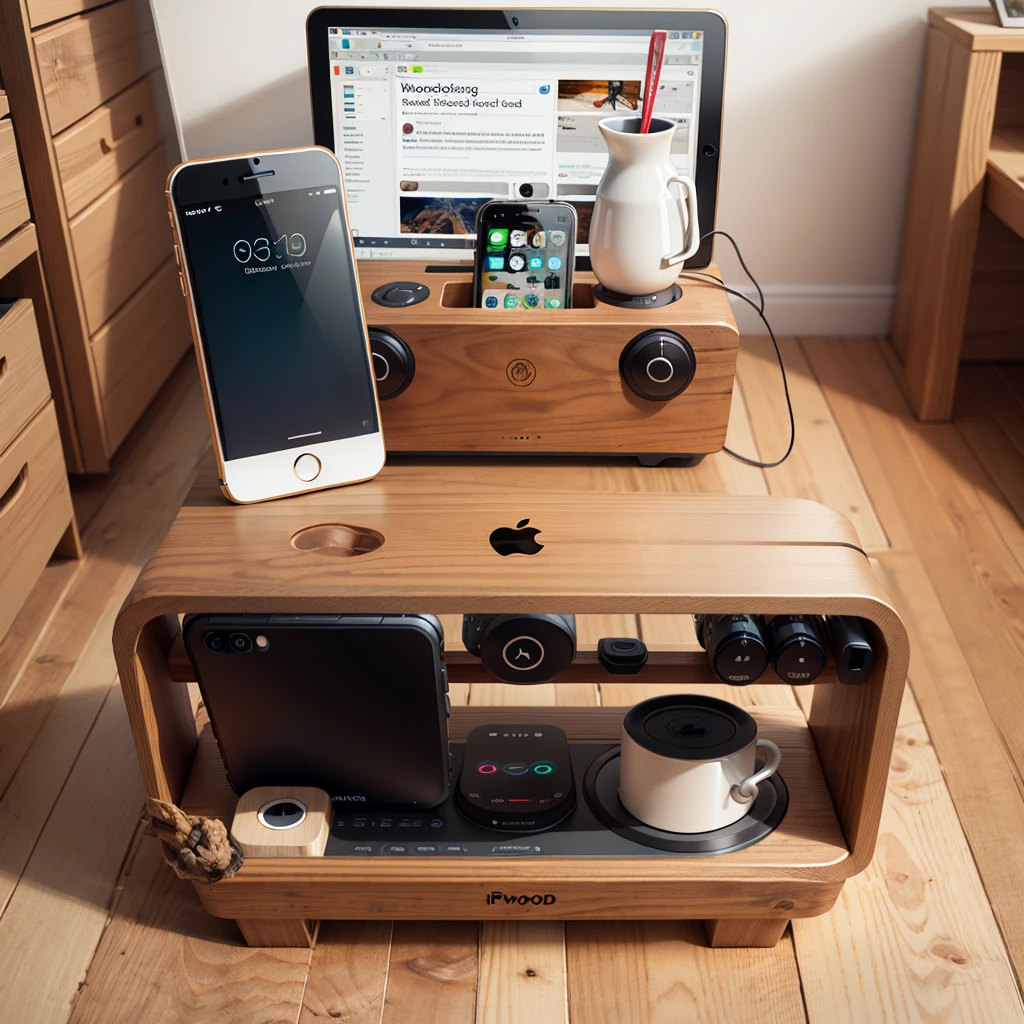 Generate a wood iPhone docking station