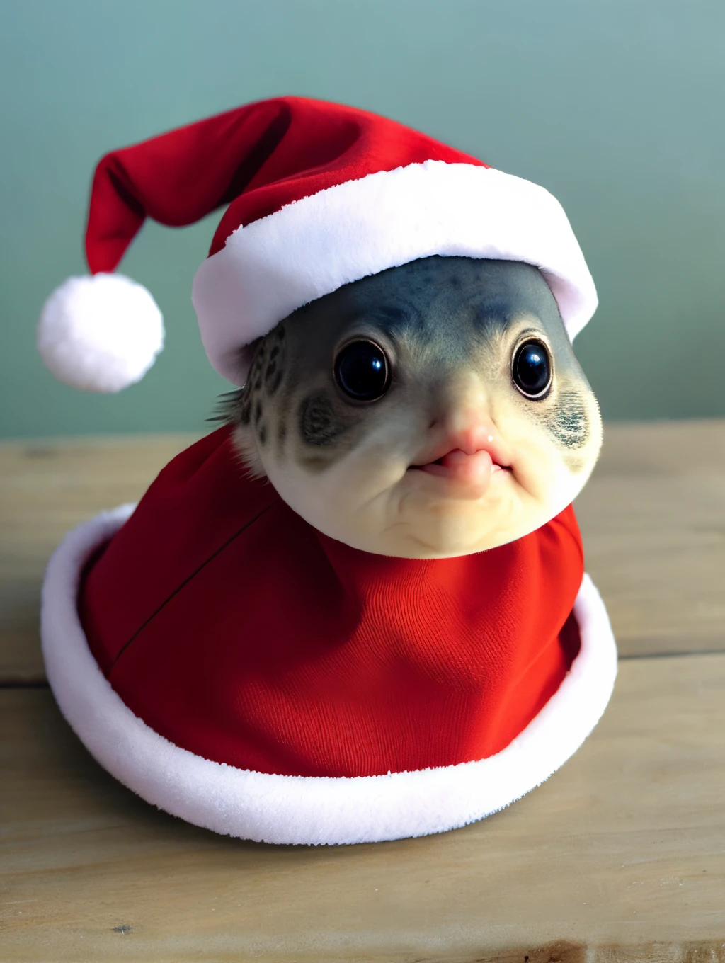 Pufferfish in a Santa hat