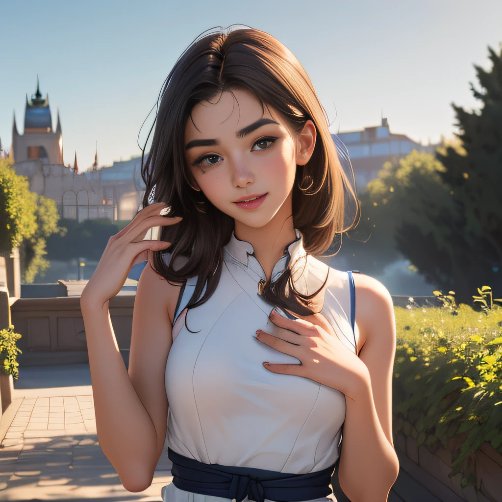 (extremely detailed 8K wallpaper:2), (photo:2), (22 years old Xuan Beautiful girl:2), (gives a lecture to friends:2), Detailed (Face & Eyes), (hyper realistic:1), (Highly detailed:1), (Epic Realistic:1), rim light, (Maximum details:1), Cosy, (body complet:1.3), (looking a viewer:2.0), (Attractive qualities of a woman:2), (attractive female:2), (Attractive:2), Smile, intelligence, sympathy, Grace, A sense of style, Fitness, Care, optimism, (sensitivity:2), frankness, Romantic gestures, playfulness, Fashion Sense, (sensuality:2), charm, modesty, Thoughtfulness, (femininity:1), flirtatiousness, warmth, (Physical Attractiveness:2), beautiful smile, Love of Life, Strength and power, Vulnerability, curiosity, wonder, Love, (Nature's prehistory:2), Kawaii, waifu, beautiful breasts, (attractive body:2), (handsome body:2), BEAUTIFUL POSE, attractive pose, (nice feet:1.0), (beautiful clothing:1), (Classic clothes:2), (elegant clothing:2), (European Clothing:2), detailed clothes, (upskirt:1), (blouse:1), (provocative pose)