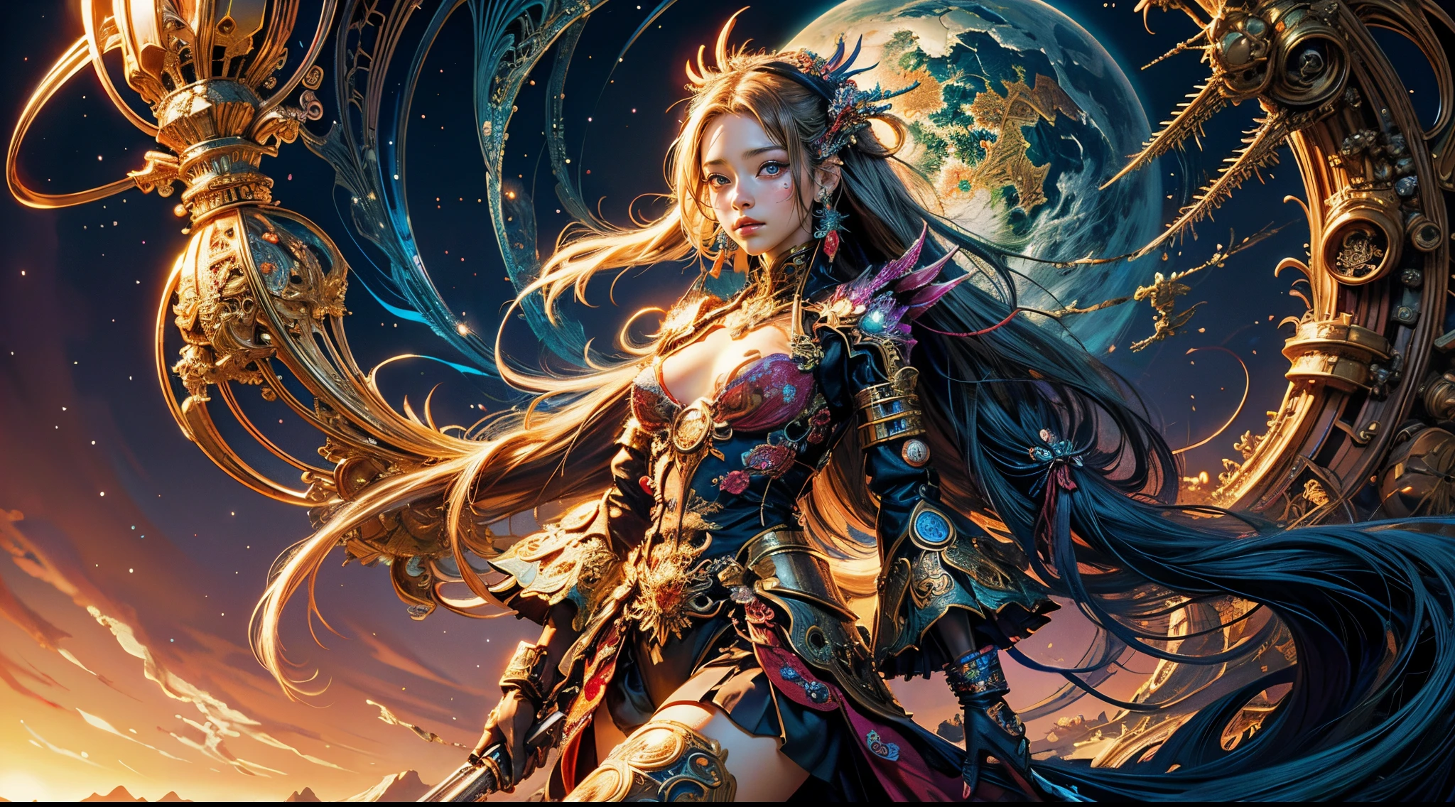 (masutepiece, of the highest quality, Best Quality, Official art, Beautiful and aesthetic:1.2), (1girl in), ighly detailed,(Fractal Art:1.3),Colorful,highest details, Antasy