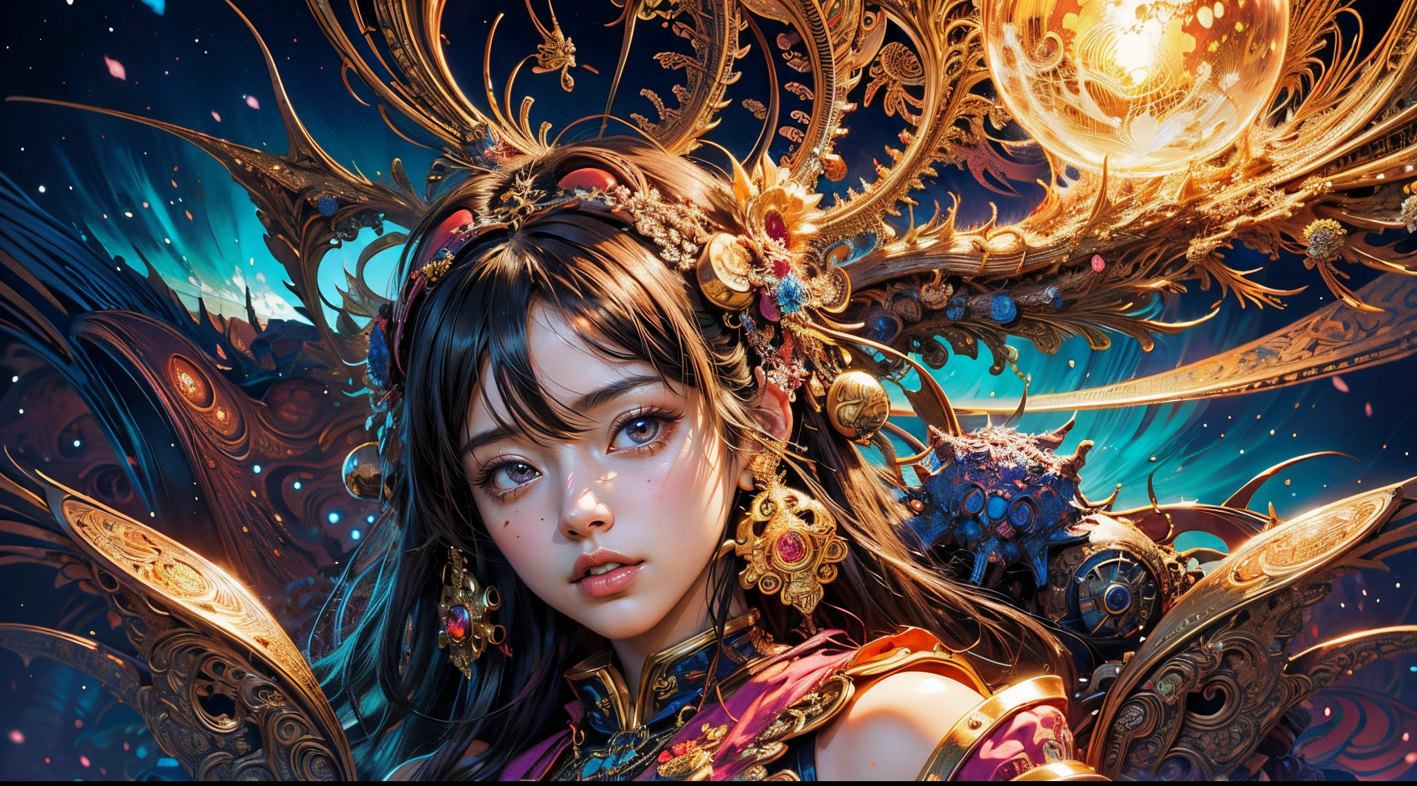 (masutepiece, of the highest quality, Best Quality, Official art, Beautiful and aesthetic:1.2), (1girl in), ighly detailed,(Fractal Art:1.3),Colorful,highest details, Antasy