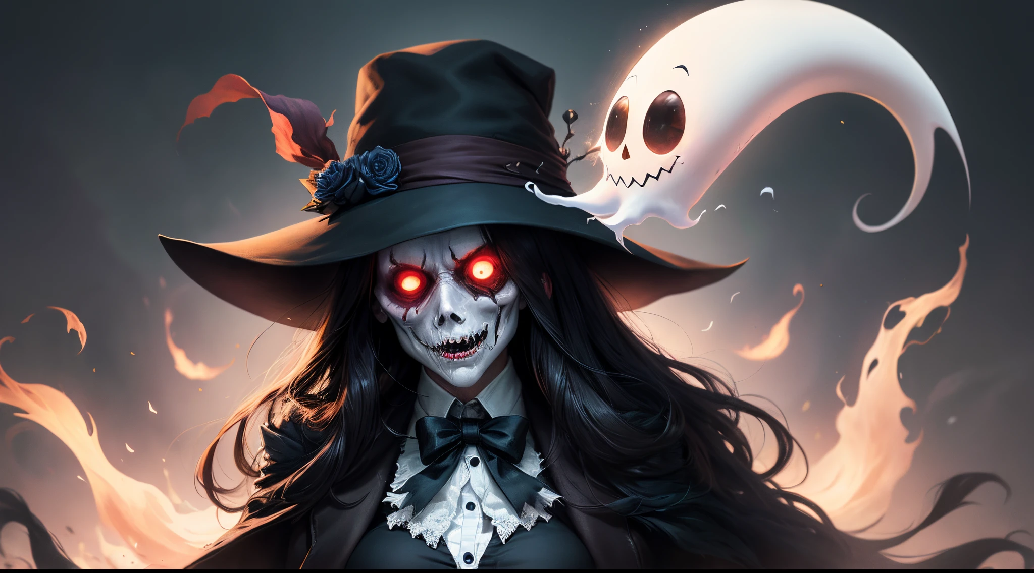 An ultra-detailed and intricate digital illustration of a skeletal being with a black cloak and magical powers, Grim and macabre appearance, detalhes intricado, (upper body), ultra-detalhada, trending on ArtStation, extremely detailed illustration, semi-realista, intrincado, alta resolução, 4k, ilustrador, Pintura Digital 4K