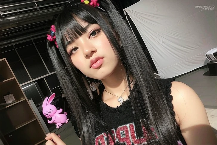 garota araffe com longos cabelos pretos segurando uma flor rosa, preto hime corte cabelo, Ela tem cabelo preto com franja, Sui Ishida com cabelo preto, cabelo blackbangs cabelo, cabelo preto longo com franja, branco hime corte penteado, O corte Hime, Penteado kawaii, 1 7 - year - old anime goth girl, menina kawaii bonito, cabelo comprido com franja completa
