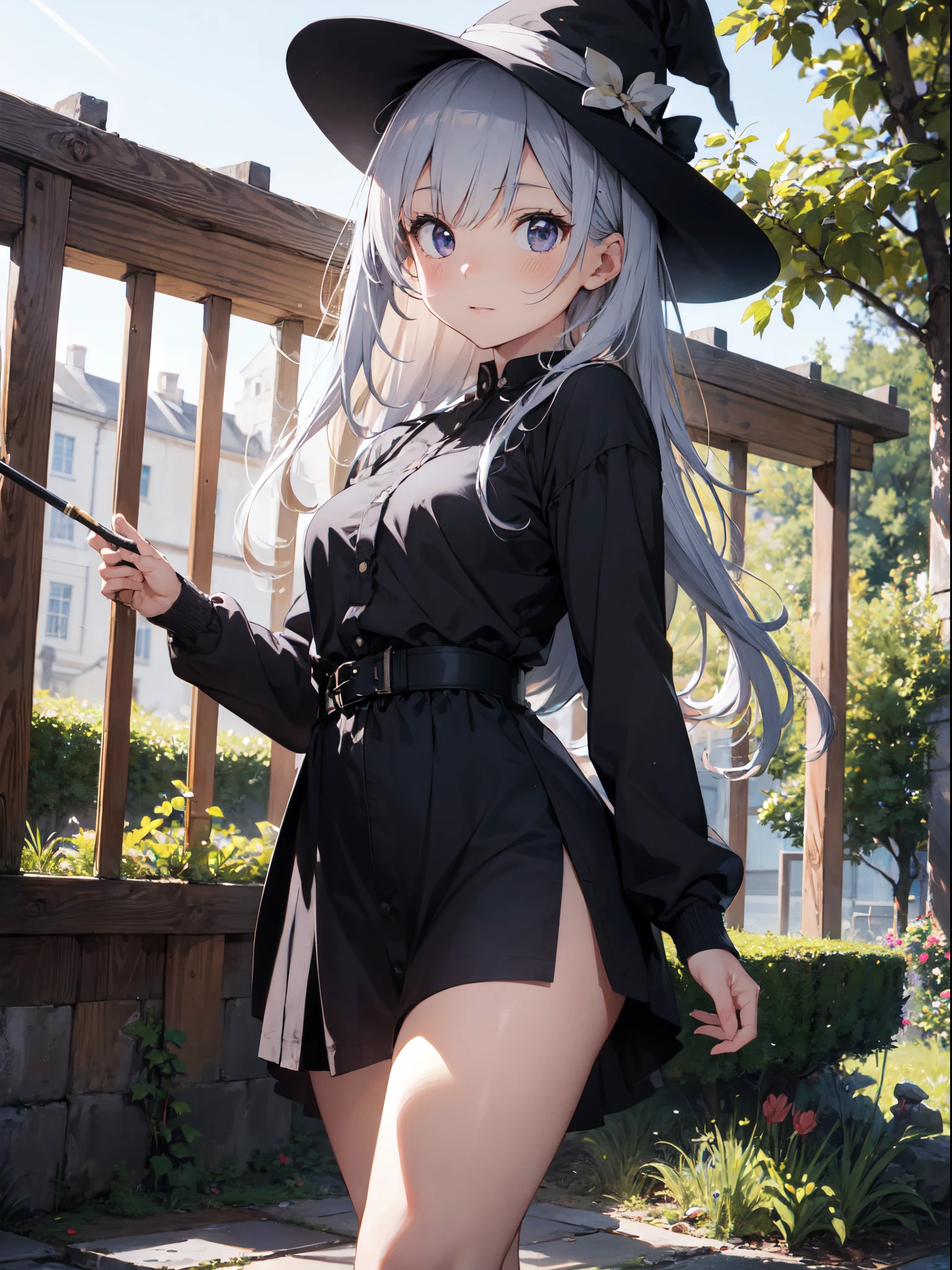 (Master masterpiece、top-quality、highest grade、offcial art、Beautifully Aesthetic:1.2)、(Master masterpiece、top-quality、top-quality、offcial art、Beautifully Aesthetic:1.2)、(Master masterpiece、top-quality、top-quality、offcial art、Beautifully Aesthetic:1.2)、(1girl in:1.3)、ighly detailed、(Fractal Art:1.3)、white  hair、Light purple eyes、Bob Hair、colourfull、extinguish the flames on your hands、highestdetailed、「Enchanting witch from another world」This painting titled、It depicts a captivating beautiful witch manipulating magic in the castle gardens without limits。The castle spreads out、The garden there is、It creates an atmosphere as if a door to another world has appeared..。

Standing at the center is、Beautiful witch in a sophisticated dress。His face is meticulously drawn.、He has a profound expression on his face, as if he strongly wishes for something.。In her hand is a luxurious wand.、From that wand is emitting mighty magical powers。 The magic cast is、It was released as an explosive force from the tip of the wand.、The energy that reverberates through the garden as a beam of colorful light is very powerful.、A beam of light makes a large trajectory in the sky。

The charm of this painting is、The mighty and enchanting beauty of the witch、Eta、It skillfully captures the mystique of the garden.。 、And the witch's facial expressions and movements are very realistic.、It has the power to draw the viewer into the place。

Moreover、the light and shadow production is also stunning。The beam of light emitted by the cane is、Illuminate the gardens and castle、pure、Creates a sense of distance from the visual light source to the witch.。Quality produces realistic images、It can convey visual beauty and story appeal at the same time。

This is、Not only visually appealing works、It is a work that further enriches the visual experience by drawing a story.。 」We are thinking about the theme to the fullest。The images are very realistic and、Very detailed and、Must be a high resolution 16k。Sony F and 24-105mm f / Use a Sony Alpha 4 mirrorless camera with 1G OSS lenses。ISO sensitivity to 32,000、Shutter Speed 1/Set to 125 seconds。The image is、Girl in the center、「Realistic reproduction of fabric texture」The fusion of girl cuteness and fetish ims should be framed。--Al-16:9 --