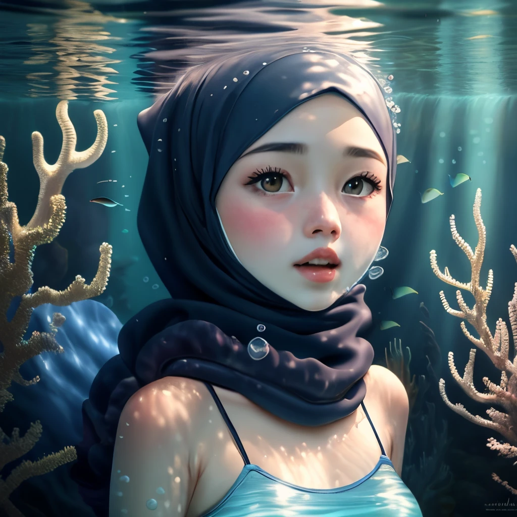 girl underwater hijab