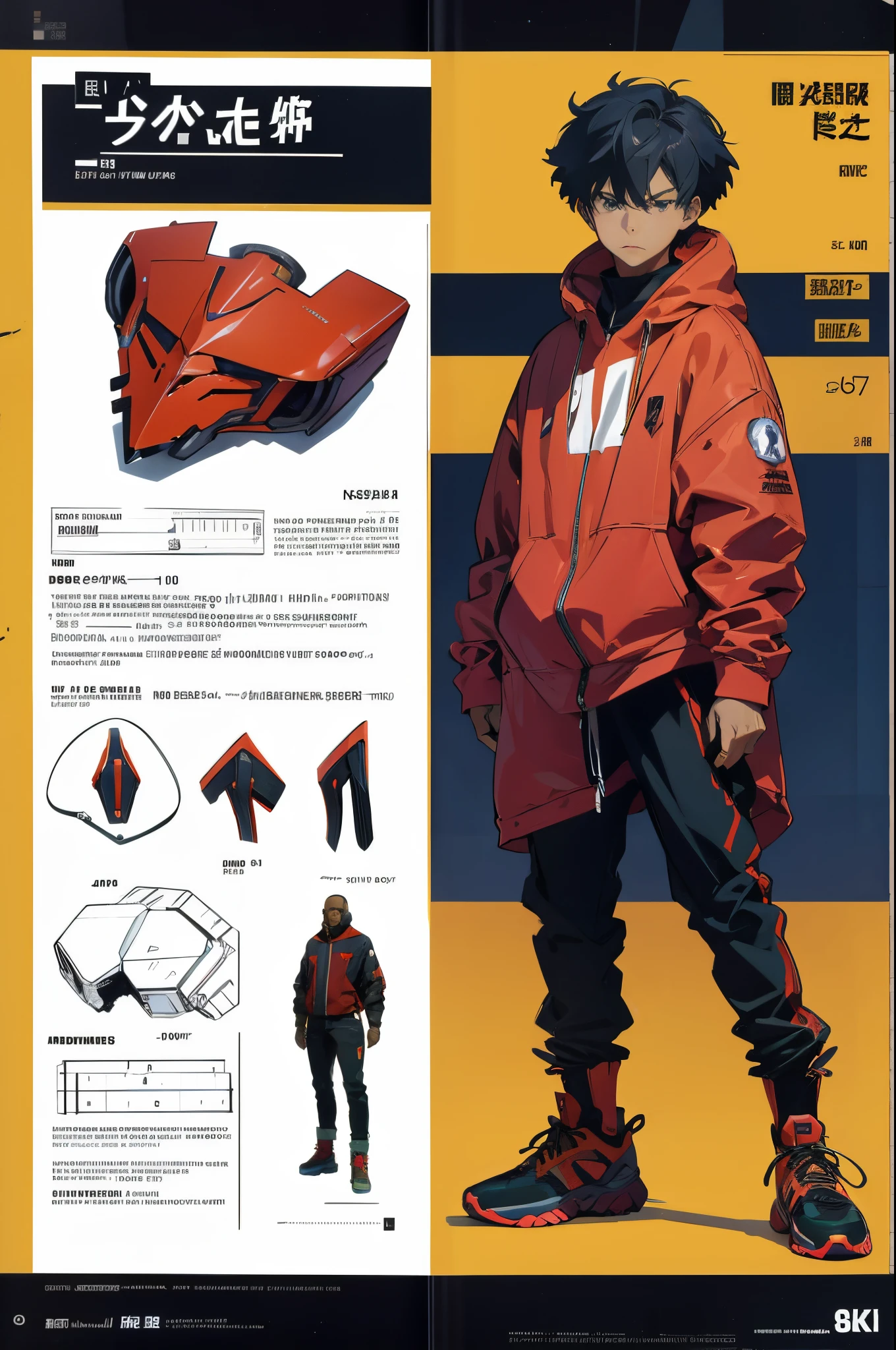 line-art, art book, design sheet, 8k, best quality, design, equipment design, Evangelion, eva, cowboy bebop, geometry, kanye west fashion