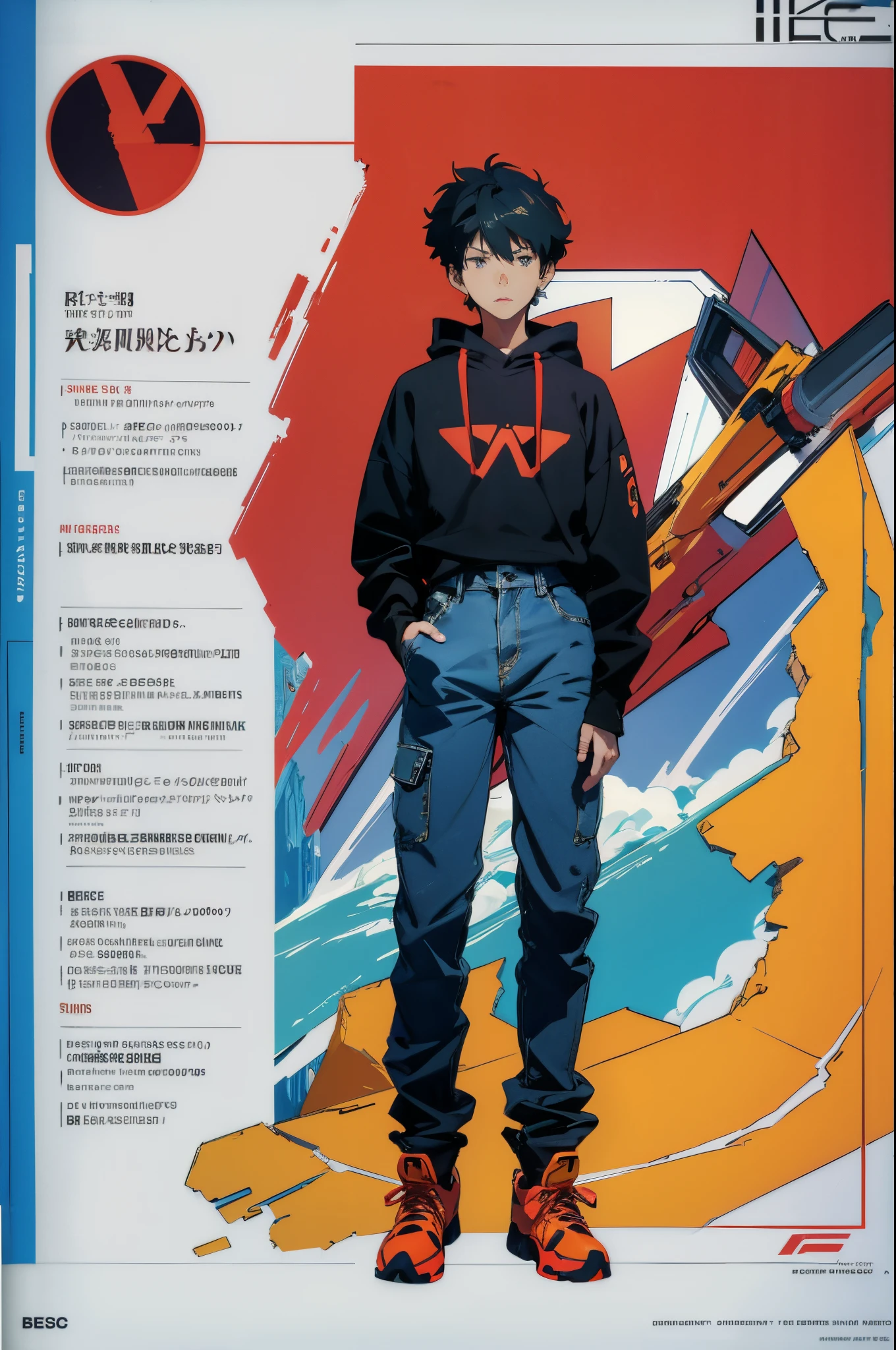 line-art, art book, design sheet, 8k, best quality, design, equipment design, Evangelion, eva, cowboy bebop, geometry, kanye fashion