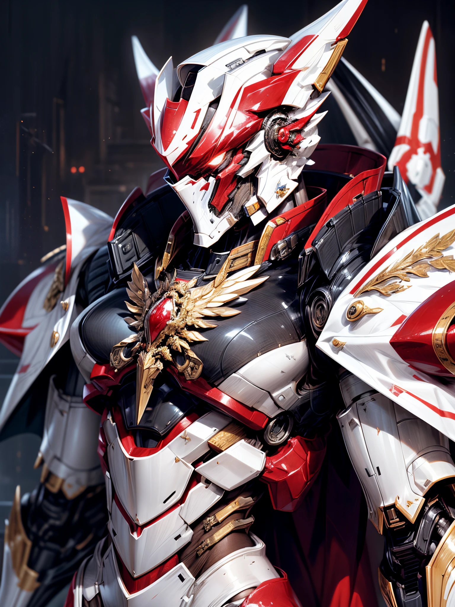 (((An epic and visually stunning digital anime masterpiece featuring a sylphlike masculine male space angel clad in a sleek yet tactical white armored military trench coat:1.2))), (((flat masculine male chest:1.5, mechanical mecha knight head:1.5))), (((the character is adorned in a (scifi tactical armored open front trench coat with a built in exoskeleton, hood pulled up) (over a form fitted armor plated yet super sleek and revealing under suit with waist cut outs), the armor plating on the upper arms and shoulders beautifully engraved))):1.4. The image showcases the intricacies of the character’s armor and clothing, ((capturing their flamboyant essence and heavy mecha aesthetic:1.2)). The character also possesses an androgynous charm, (((with slim yet heavily muscled physique:1.2, sylphlike with a sleek waist, toned yet beautifully sleek cybernetic arms:1.3, mechanical arms and legs:1.3, mecha muscles:1.3))), looking at viewer