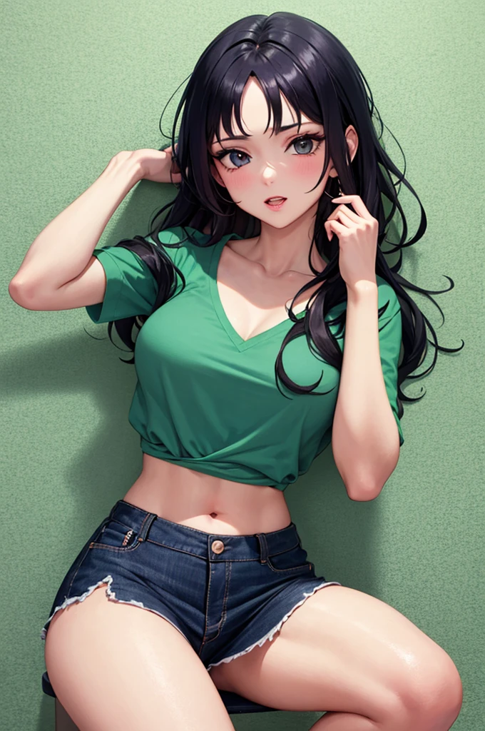 Mulher mostrando a calsinha para um garoto (com cara de espanto)anime version