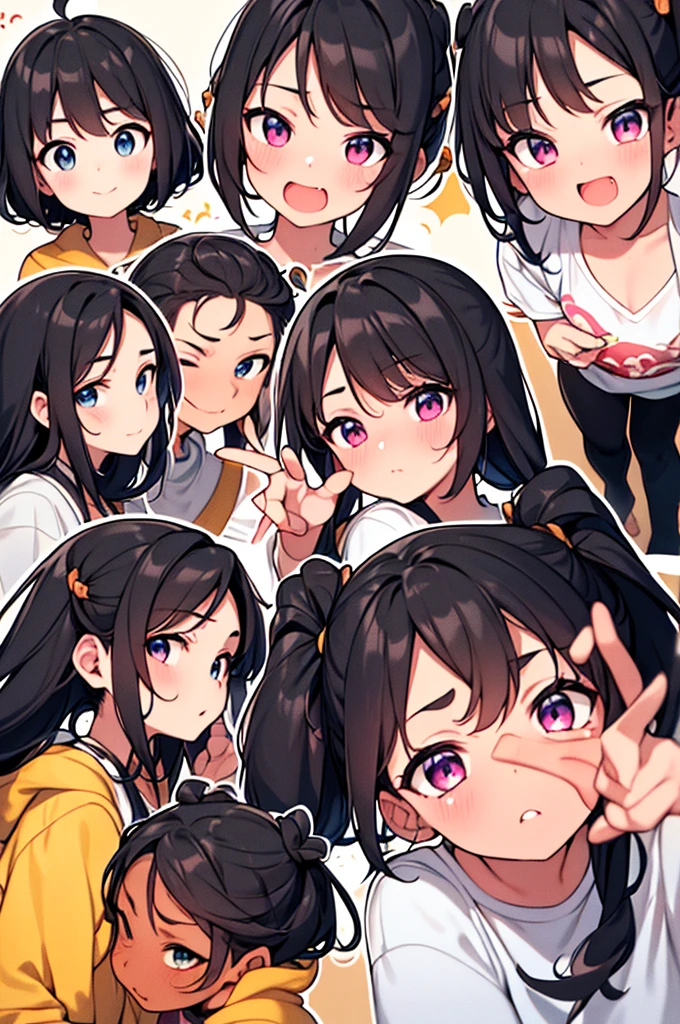 Avatar bonito do menino，pacote de emojis， We look forward to having you participate in Dconrt NyTwoTwotoosersesoteos ，(9 emojis，emoj (boina) Medidores，Alinhar arranjo)，9 poses and expressions (Grieves，espanto，Divirta-se，Alegre，grandes risos，Raiva leve，doubt，Touch your head，Vender moe，esperar) ，anthropomorphic style，estilo disney，black stroke，Different emotions，9 poses and expressions，8k