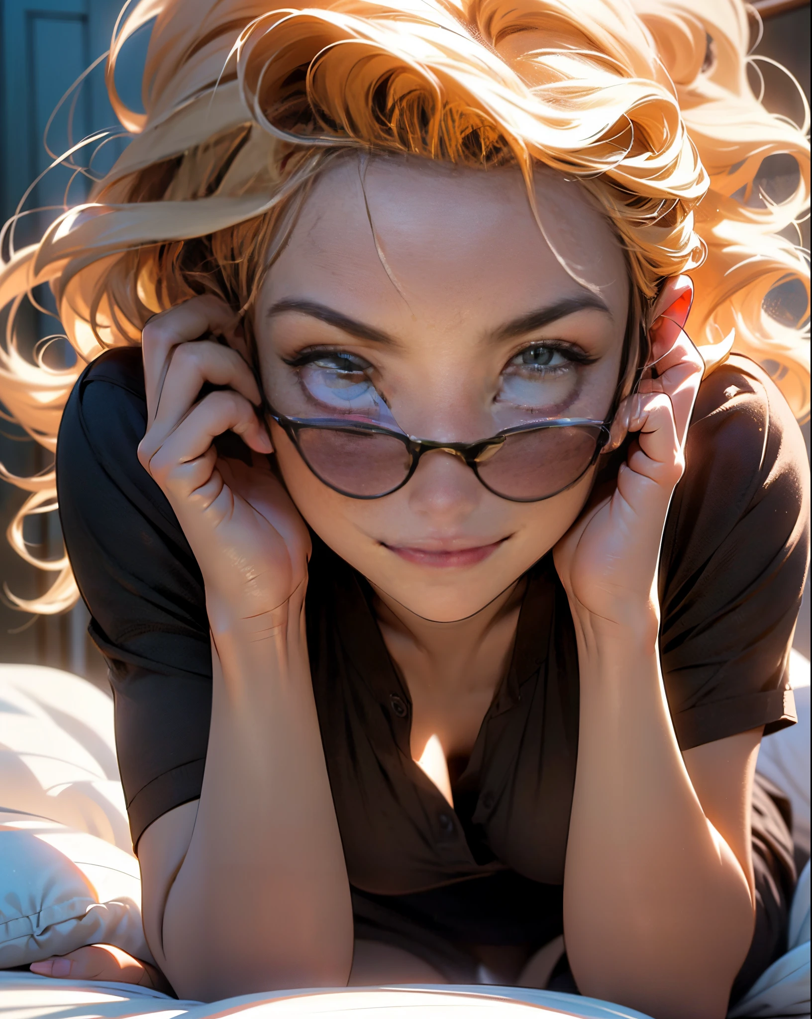 vibrant, quiet, calm, bright, masterpiece, best quality, 1girl, (ultra photorealistic:1.3), (masterpiece:1.4), best quality, ((realistic)), high quality, ultra detailed, ((real image)), ((realistic skin)), ((realistic face)),(illustration:1.05), (beautiful:1.05), (beautiful detailed eyes:1.2), (perfect eyes:1.2)(cinematic light:1.1), full body, precise proportions, 18-year-old girl, skinny model lying next to the bed, SHORT BLONDE hair fluttering in the wind, tulle, long legs, feet slightly open, buttocks, blush, shyness, collarbone, abdominals, double weft, beautiful and delicate face, fair skin, real skin, (face detail), pores, super high resolution, 8k, parameters Best quality, masterpiece, super high resolution, (Realistic 2.0), More details, detailed skin, transparent panties, wide smile, white teeth, hair SHORT CURLY BLONDE voluminous, perfect and well designed eyes, girlfriend, beautiful, beautiful, flowers, studio lighting