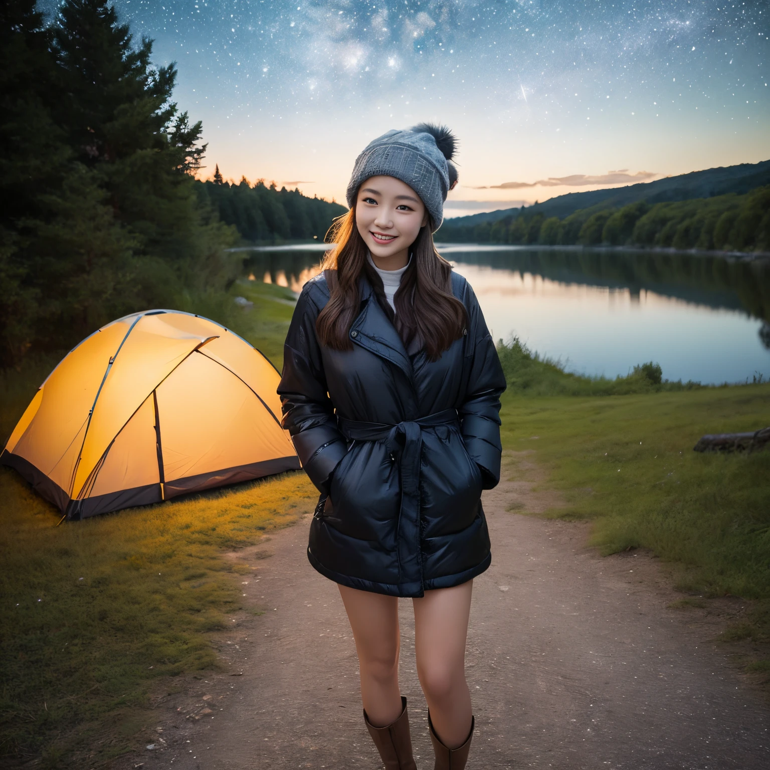 Rin shima, yuru camp, dark blue hair