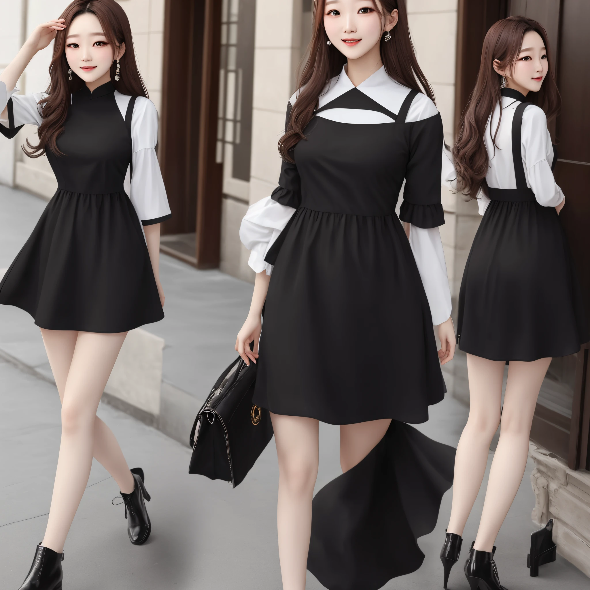 Wonyoung, vestido negro, acostada