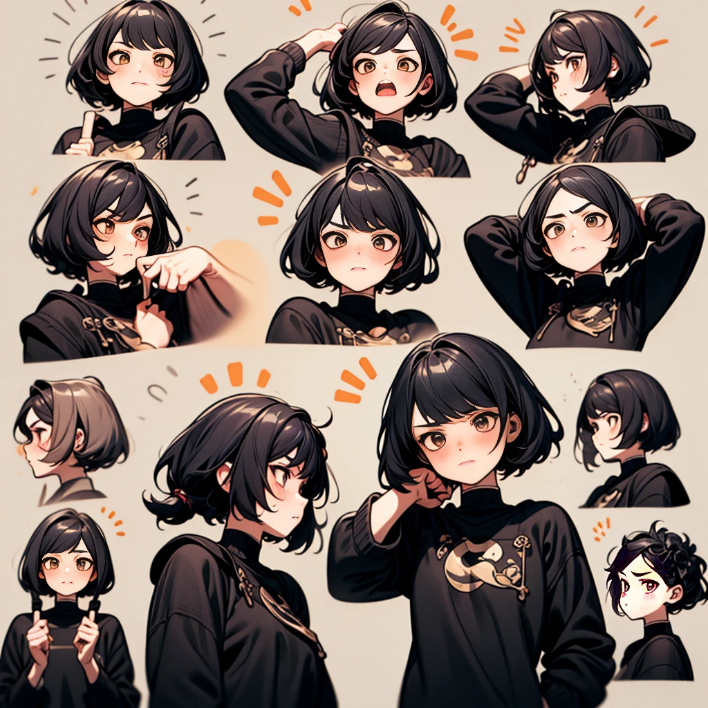 seios grandes bonitos,Pequenos Diabos Vermelhos,Ele Maverick.....,Jaqueta de couro punk preta,Trava de corrente,pacote de emojis,9 emojis,Folha de emojis.,Alinhar arranjo,A variety of gestures and expressions(Luto,espanto,Divirta-se,emocionante,grandes risos,Touch your head,Vender moe, esperar),anthropomorphic style,estilo disney,black strokes,different emotions,A variety of gestures and expressions,10