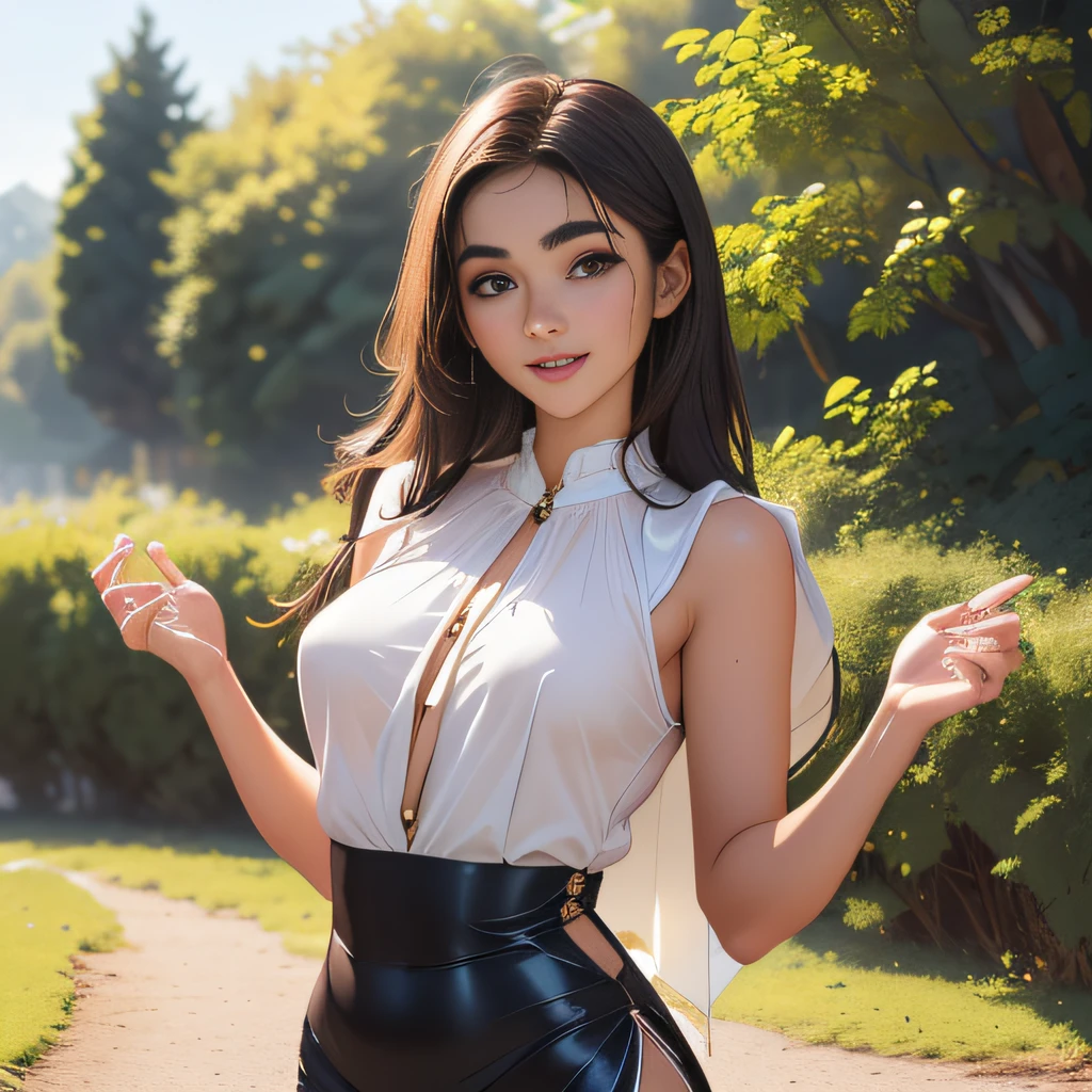 (extremely detailed 8K wallpaper:2), (photo:2), (25 years old Xuan Beautiful girl:2), (gives a lecture to friends:2), Detailed (Face & Eyes), (hyper realistic:1), (Highly detailed:1), (Epic Realistic:1), rim light, (Maximum details:1), Cosy, (body complet:1.3), (looking a viewer:2), (Attractive qualities of a woman:2), (attractive female:2), (Attractive:2), Smile, intelligence, sympathy, Grace, A sense of style, Fitness, Care, optimism, (sensitivity:2), frankness, Romantic gestures, playfulness, Fashion Sense, (sensuality:2), charm, modesty, Thoughtfulness, (femininity:1), flirtatiousness, warmth, (Physical Attractiveness:2), beautiful smile, Love of Life, Strength and power, Vulnerability, curiosity, wonder, Love, (Nature's prehistory:2), Kawaii, waifu, beautiful breasts, (attractive body:2), (handsome body:2), BEAUTIFUL POSE, attractive pose, (nice feet:1.0), (beautiful clothing:1), (Classic clothes:2), (elegant clothing:2), (European Clothing:2), detailed clothes, (upskirt:1), (blouse:1), (provocative pose)