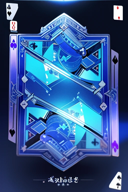 blue color glowing card, shiny, high resolution, 8k quality, Purple glowing card, blue glowing playing card, perfect lighting