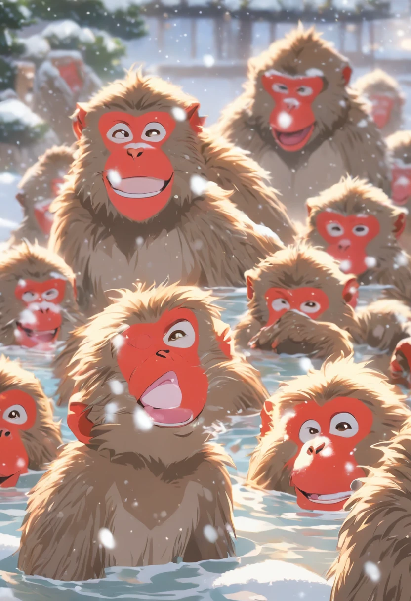 Japanese macaque Heartwarming Soak shoulder-deep in an open-air bath Enter Snow around