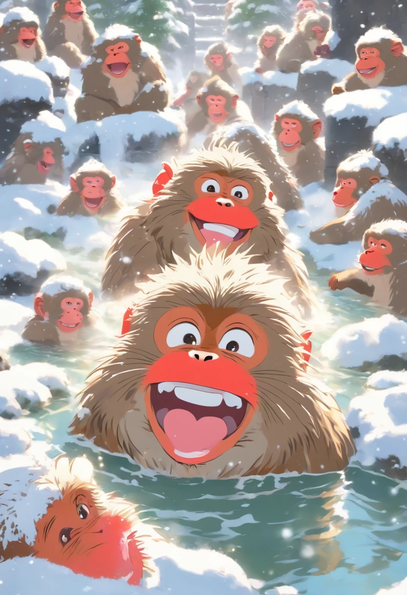 Japanese macaque Heartwarming Soak shoulder-deep in an open-air bath Enter Snow around