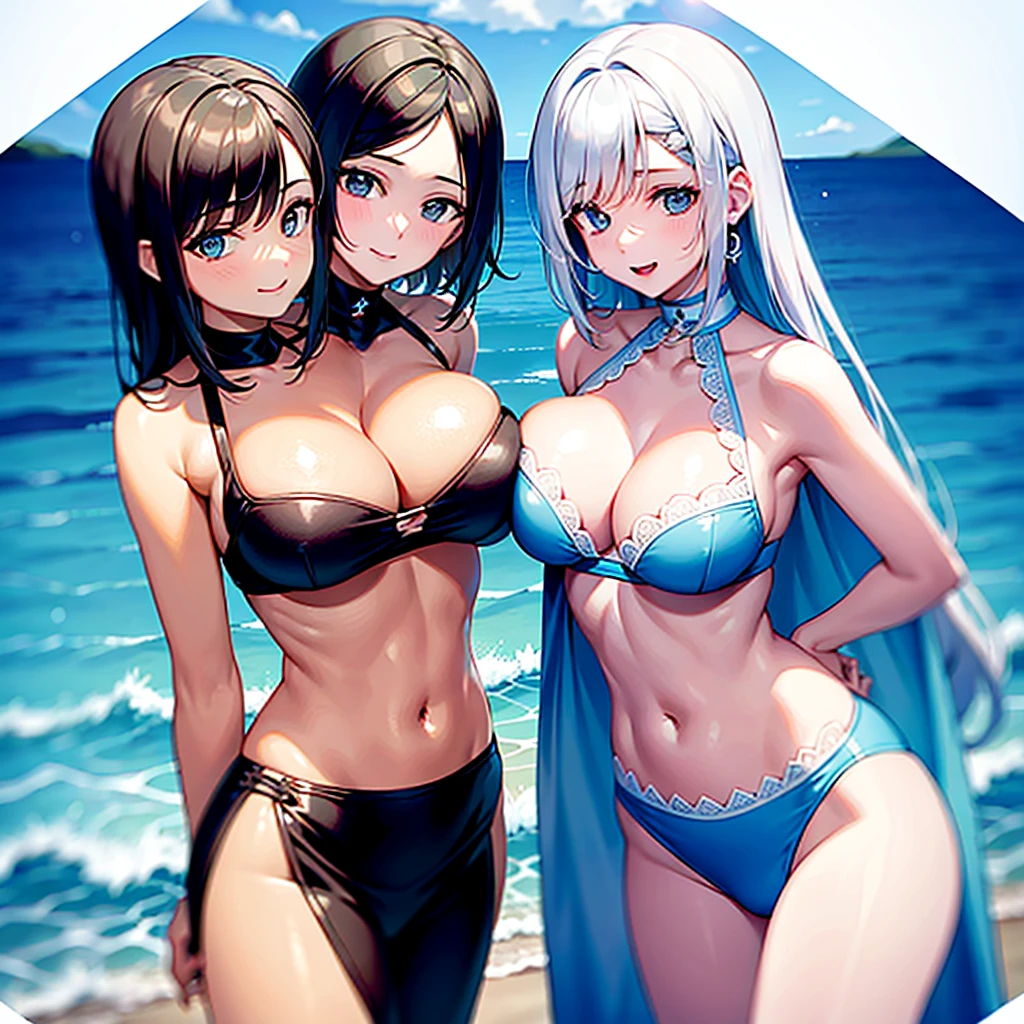 2meninas,seios extremamente grandes,Molhe-se,cheio de suor,Moda Praia Competitiva,heart of love,swimming