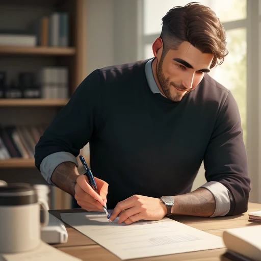 (best quality,4k,8k,highres,masterpiece:1.2),ultra-detailed,(realistic,photorealistic,photo-realistic:1.37),confidently smiling man,casual attire,workspace,concentration,detailed facial expression,professional,productive atmosphere,executive vibe,modern office setup,wireless headphones,laptop,creative brainstorming,passionate about work,colorful personality,vibrant personality,inspired and focused,positive energy,ambient light,creative ambiance,cozy environment,organized surroundings,professional demeanor,meticulous attention to detail,sharp and clean appearance,glowing monitor screen,ergonomic chair,stylish workspace,bright and welcoming atmosphere,efficiency and effectiveness,achieving goals with determination,strong work ethic,steady progress,task-oriented mindset,work-life balance,peaceful and calm,success and fulfillment