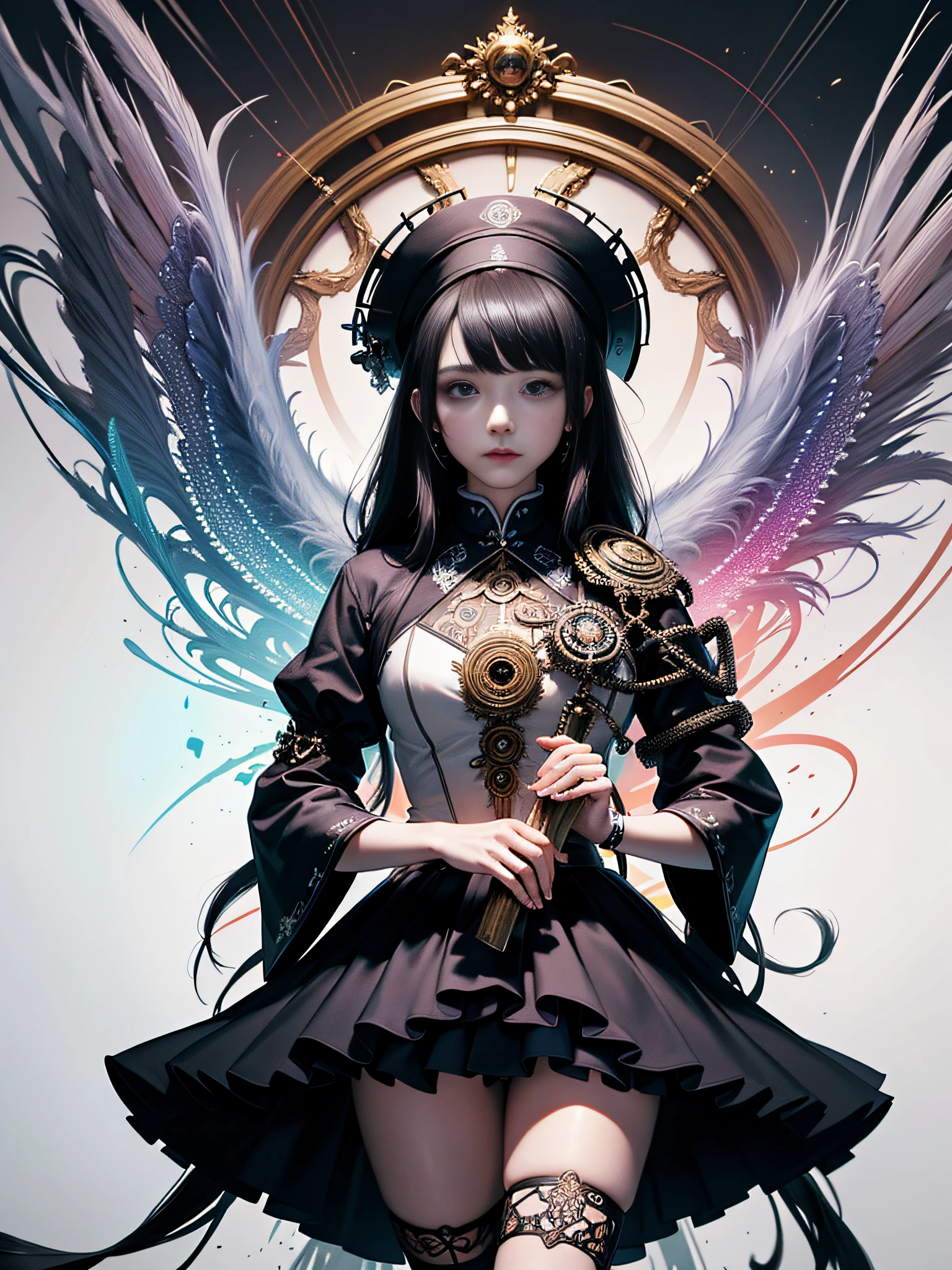 official art, unity 8k wallpaper, ultra detailed, beautiful and aesthetic, masterpiece, best quality, (zentangle, mandala, tangle, entangle), (fractal art:1.3) , 1girl, extremely detailed, dynamic angle, cowboyshot, the most beautiful form of chaos, elegant, a brutalist designed, vivid colours, romanticism, by james jean, roby dwi antono, ross tran, francis bacon, michal mraz, adrian ghenie, petra cortright, gerhard richter, takato yamamoto, ashley wood, atmospheric, ecstasy of musical notes, streaming musical notes visible