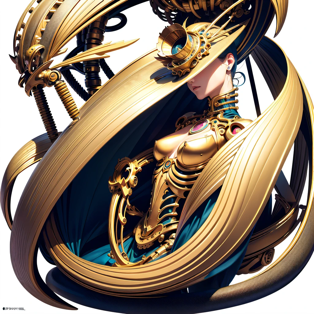 ((:1.1)), (tmasterpiece, top-quality, Best quality at best, offcial art, Beautiful and beautiful:1.2), (1个Giant Breast Girl:1.3), extremely detaile,Colorful,The most detailed ((ultra - detailed)), (Highly detailed CG illustration), ((Extremely Delicately Beautiful)),电影灯光,((1 mechanical girl)),Alone,full bodyesbian,(Machine made joints:1.2),(Mechanical limb),(The blood vessels are connected to the tube),(Mechanical vertebrae attach to the back),((The mechanical cervical vertebrae are attached to the neck)),(sitted),face expressionless,(wires and cables attaching to neck:1.2),(wires and cables on head:1.2),(Character focus),scientific fiction,white backgrounid