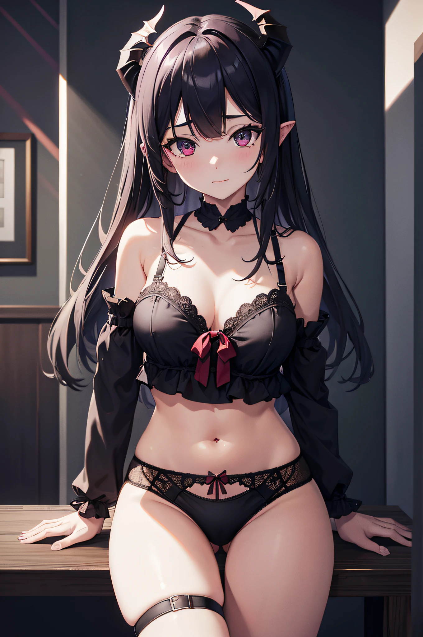 1 girl, underwear, succubus, absurdres, high res, ultrasharp, 8k, masterpiece,