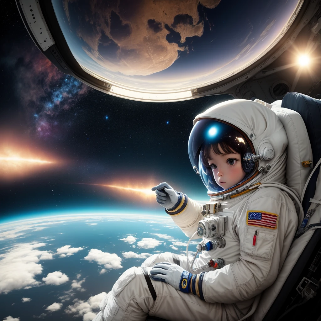 Astronaut looking in to a new world
