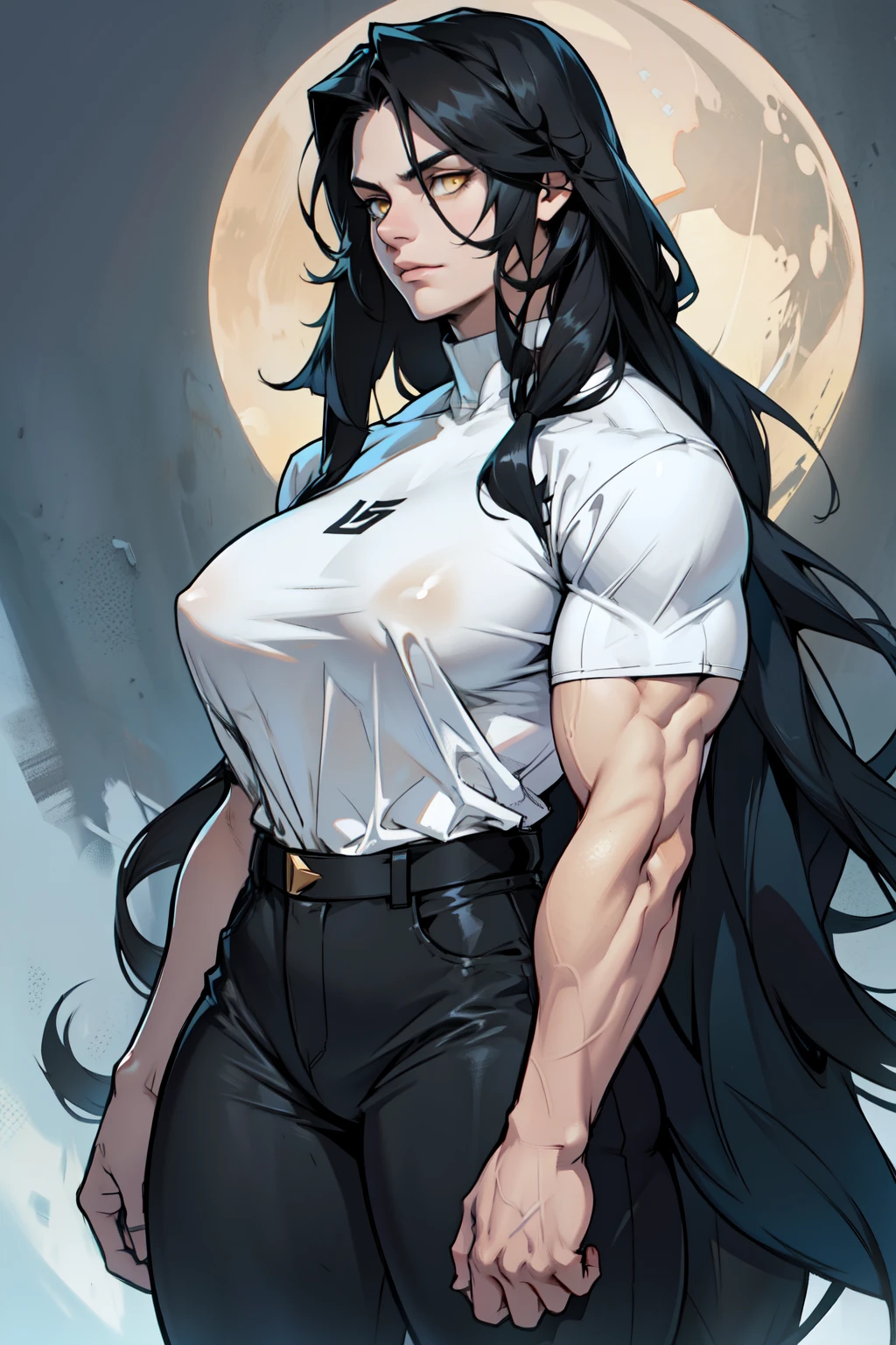 1 girl muscular pale skin muscular muscular muscular black hair yellow eyes huge breasts muscular muscular long hair long hair long hair long hair long hair long hair long hair long hair huge breasts long hair long hair long hair long hair muscular muscular long long long long long long long long long tight shirt tight pants