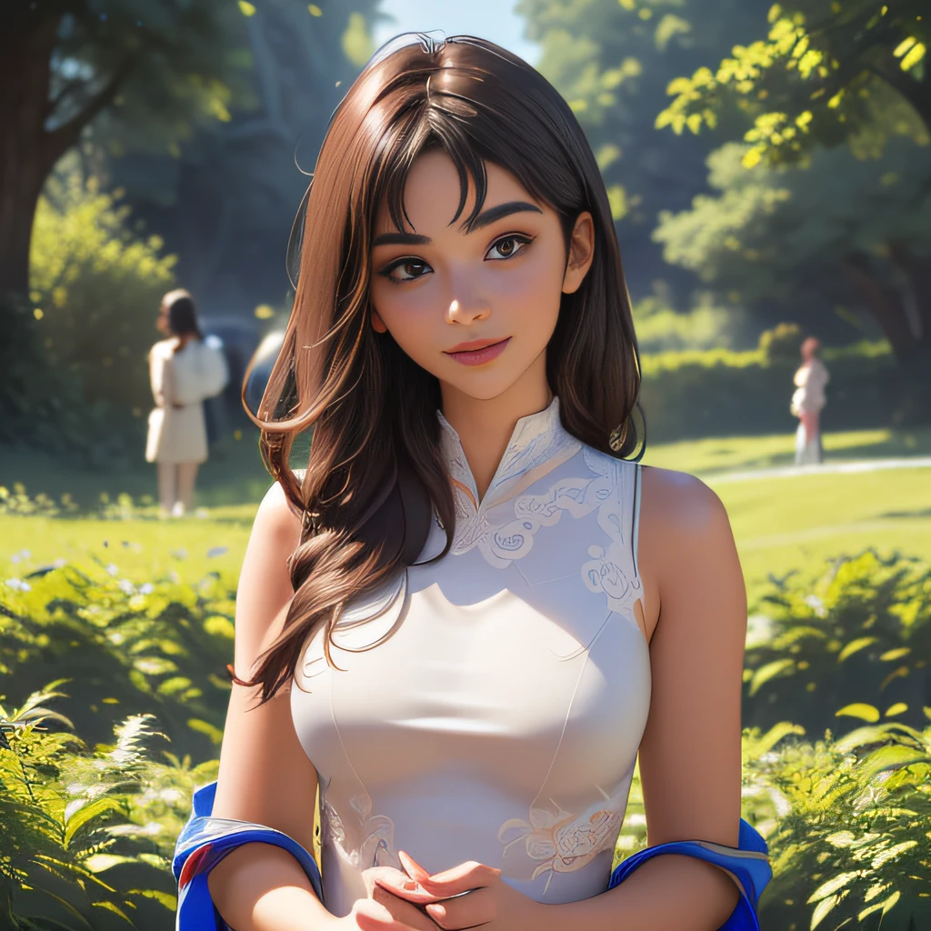 (extremely detailed 8K wallpaper:2), (photo:2), (22 years old Xuan Beautiful girl:2), (gives a lecture to friends:2), Detailed (Face & Eyes), (hyper realistic:1), (Highly detailed:1), (Epic Realistic:1), rim light, (Maximum details:1), Cosy, (body complet:1.3), (looking a viewer:2.0), (Attractive qualities of a woman:2), (attractive female:2), (Attractive:2), Smile, intelligence, sympathy, Grace, A sense of style, Fitness, Care, optimism, (sensitivity:2), frankness, Romantic gestures, playfulness, Fashion Sense, (sensuality:2), charm, modesty, Thoughtfulness, (femininity:1), flirtatiousness, warmth, (Physical Attractiveness:2), beautiful smile, Love of Life, Strength and power, Vulnerability, curiosity, wonder, Love, (Nature's prehistory:2), Kawaii, waifu, beautiful breasts, (attractive body:2), (handsome body:2), BEAUTIFUL POSE, attractive pose, (nice feet:1.0), (beautiful clothing:1), (Classic clothes:2), (elegant clothing:2), (European Clothing:2), detailed clothes, (upskirt:1), (blouse:1), (provocative pose)