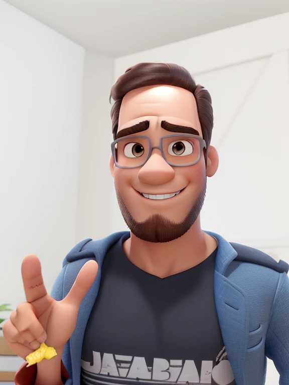 homem magro analista de ti de jaqueta estilo disney pixar, alta qualidade, melhor qualidade