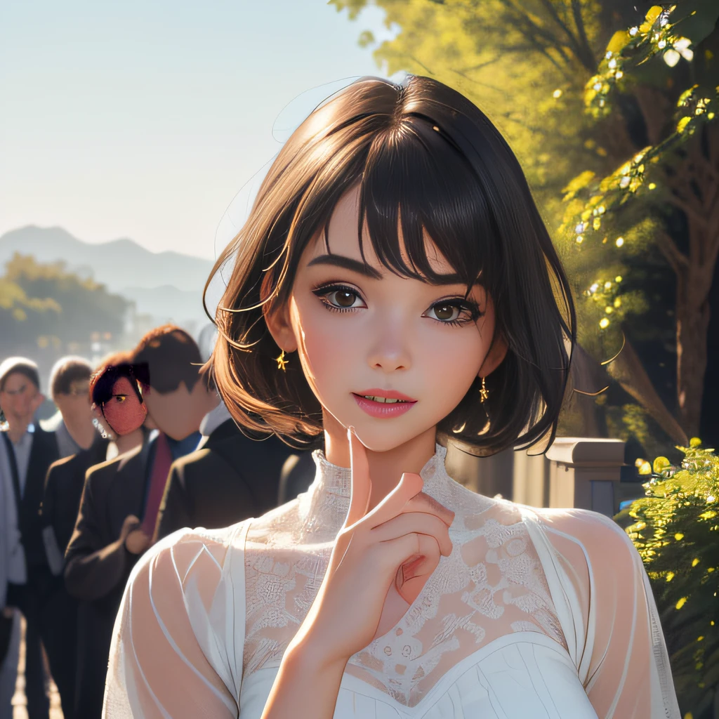(extremely detailed 8K wallpaper:2), (photo:2), (22 years old Xuan Beautiful girl:2), (gives a lecture to friends:2), Detailed (Face & Eyes), (hyper realistic:1), (Highly detailed:1), (Epic Realistic:1), rim light, (Maximum details:1), Cosy, (body complet:1.3), (looking a viewer:2.0), (Attractive qualities of a woman:2), (attractive female:2), (Attractive:2), Smile, intelligence, sympathy, Grace, A sense of style, Fitness, Care, optimism, (sensitivity:2), frankness, Romantic gestures, playfulness, Fashion Sense, (sensuality:2), charm, modesty, Thoughtfulness, (femininity:1), flirtatiousness, warmth, (Physical Attractiveness:2), beautiful smile, Love of Life, Strength and power, Vulnerability, curiosity, wonder, Love, (Nature's prehistory:2), Kawaii, waifu, beautiful breasts, (attractive body:2), (handsome body:2), BEAUTIFUL POSE, attractive pose, (nice feet:1.0), (beautiful clothing:1), (Classic clothes:2), (elegant clothing:2), (European Clothing:2), detailed clothes, (upskirt:1), (blouse:1), (provocative pose)