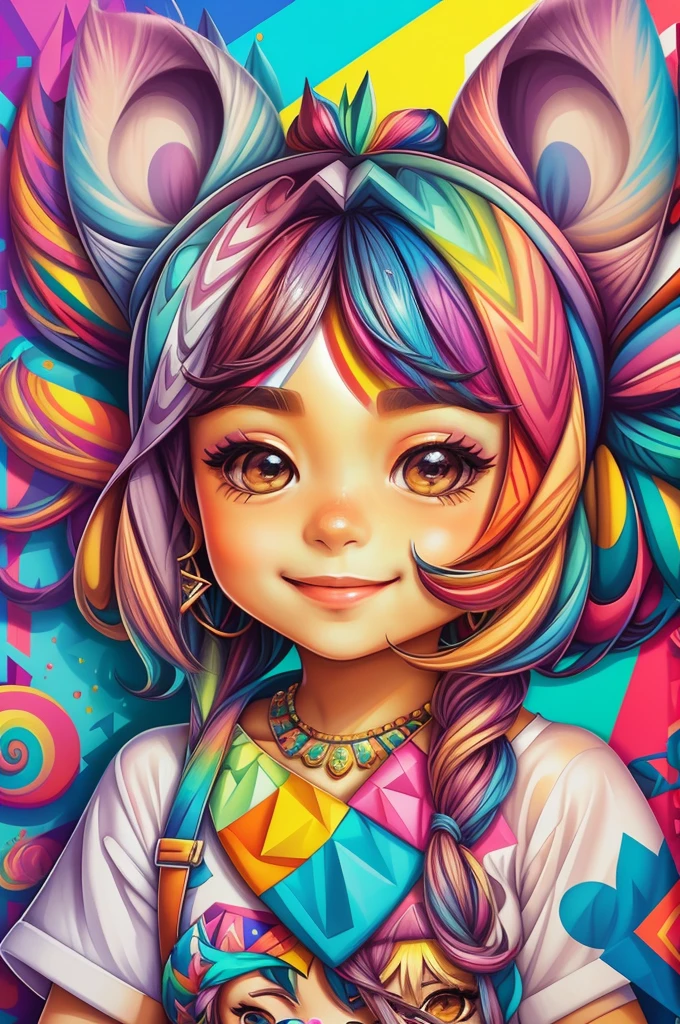 (Lulu of Pumerania ),(happy)),(2ear)), Eduardo Kobra padding ,wall PORTRAIT geometric multidimensional, art, chibi,
yang08k, beautiful, colorful,
masterpieces, top quality, best quality, official art, beautiful and aesthetic,