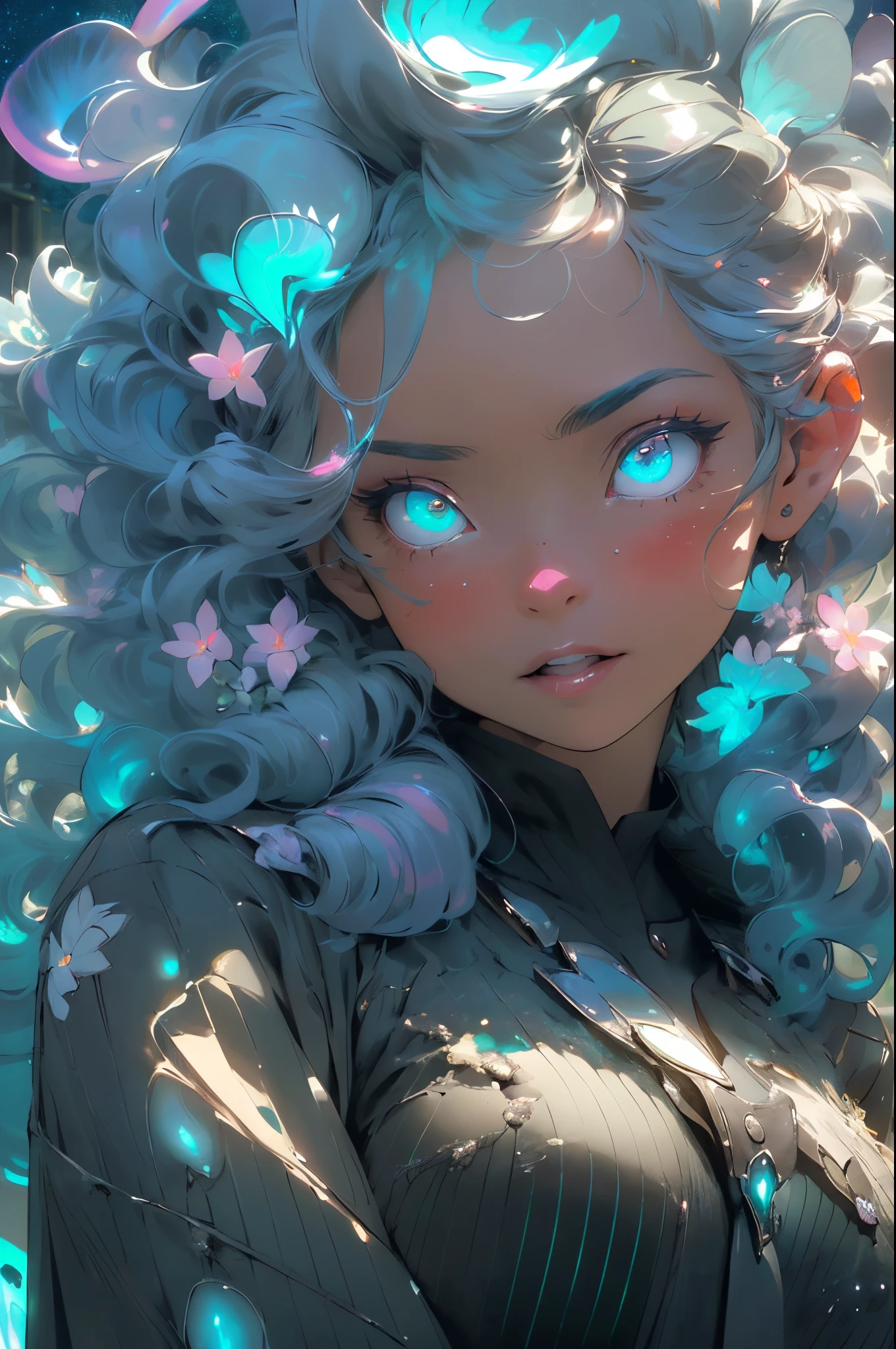 (Perfect Masterpiece, Extremely detailed 8K UHD QUALITY RESOLUTION, official art, award-winning portrait:1.2), best quality, (illustration:1.2), (ultra-detailed),Eye focus,(Masterfully crafted Glow, pink lens flare), (Cinematic graffiti background), hyper details, (delicate detailed), (intricate details), octane render, hdr, (hyperdetailed:1.15), (soft light:1.2), 1girl, beautiful and sexy girl, ultra detailed eyes, mature, plump, thick, rainbow painting drops, outdoors, (bioluminescent hair:2),(glowing moonlight eyes, long detailed eyelashes), ((makeup)),(Cinematic masterpiece),(dynamic:1.2), fierce, powerful, splashes of colour absolutely eye-catching, (Cinematic headlight),((caustic)), dynamic angle, beautiful detailed glow, ambient occlusion, ambient light, raytraced reflections,(best illumination, an extremely delicate and beautiful), ((cinematic light)), (soft:2), (Nephilim:1.2), halo, demon horns, demon wing, wings on back, half demon, demon ears, black wings, raven wings, (falling raven feathers, cherry blossoms blowing in the wind), (radiant aura), visible raven, (half angel), (long metal fingernails), (licking Finger:1.2), sexy, alluring, long sleeve gloves, perfectly drawn hands, 4 fingers, 1 thumb, realistic hand shape