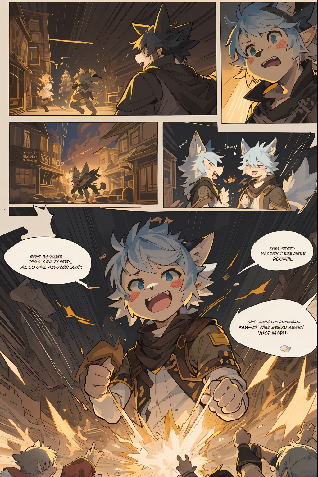 cover_page, highres, top quality, best quality, paid reward available, High-quality illustrations, unparalleled masterpiece, perfect artwork, absurdres, super high resolution, detailed background, elf punk, Beautiful World Heritage, 6+boys, 6+girls, Happy, joyful(Photo of family trip)(kemono, furry anthro)cinematic lighting, dynamic angle((emotions, manga to represent actions, sound effects))((((comic-like panel layouts, speech balloon, English text, Hand-drawn sound effects stickers used in comic)))),