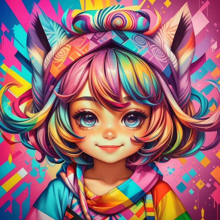 (Lulu of Pumerania ),(happy)),(2ear)), Eduardo Kobra padding ,wall PORTRAIT geometric multidimensional, art, chibi,
yang08k, beautiful, colorful,
masterpieces, top quality, best quality, official art, beautiful and aesthetic,