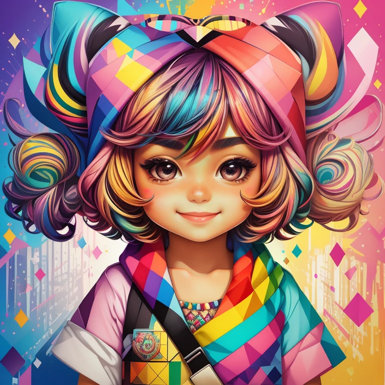 (Lulu of Pumerania ),(happy)),(2ear)), Eduardo Kobra padding ,wall PORTRAIT geometric multidimensional, art, chibi,
yang08k, beautiful, colorful,
masterpieces, top quality, best quality, official art, beautiful and aesthetic,