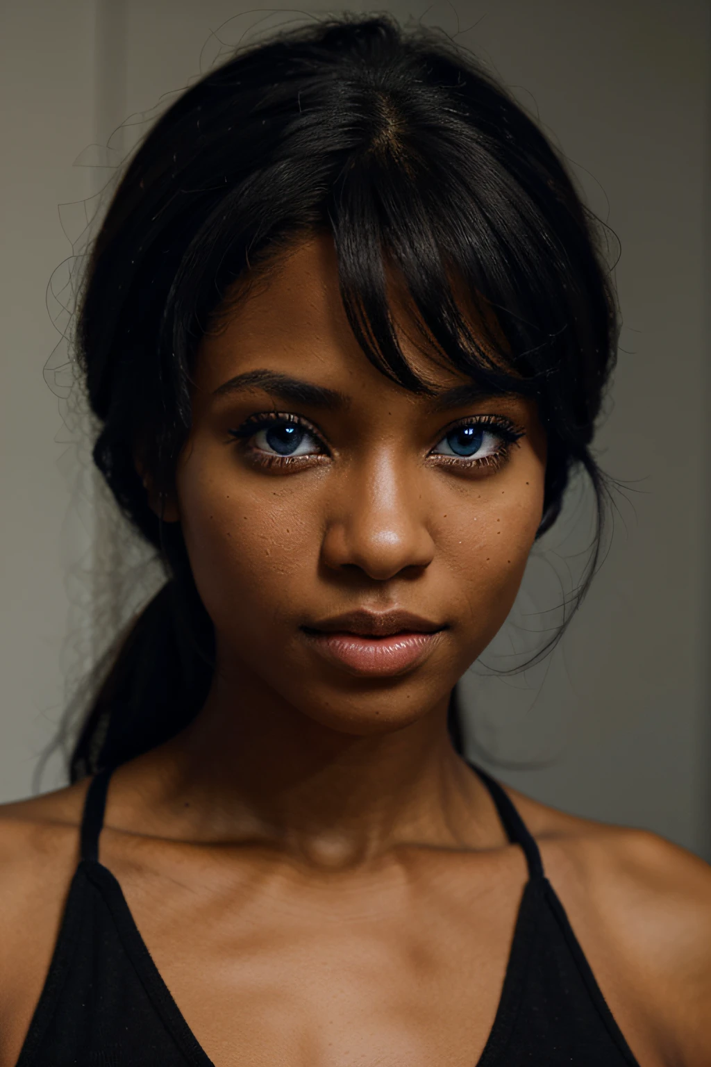 mulher negra com olhos azuis