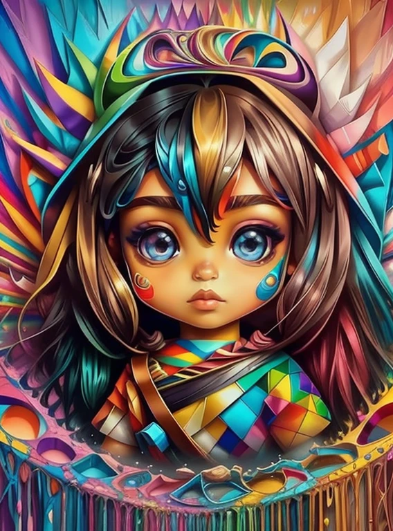 (coelho),  Eduardo Kobra acolchoamento ,multidimensional geometric PORTRAIT wall, arte, chibi,
yang08k, lindo, colorido,
obras-primas, qualidade superior, melhor qualidade, arte oficial, beautiful and aesthetic,