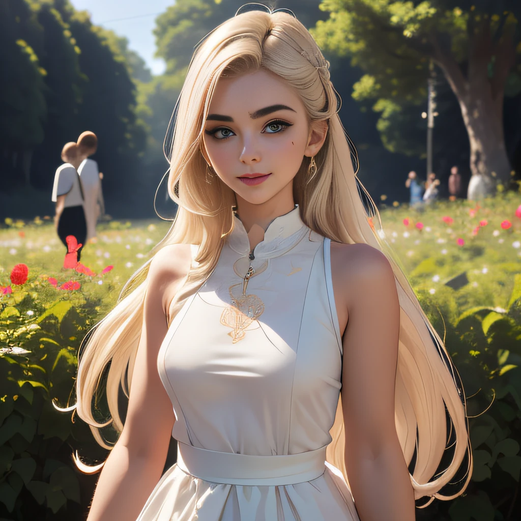 (extremely detailed 8K wallpaper:2), (photo:2), (24 years old Xuan Beautiful girl:2), (gives a lecture to friends:2), Detailed (Face & Eyes), (hyper realistic:1), (Highly detailed:1), (Epic Realistic:1), rim light, (Maximum details:1), Cosy, (body complet:1.3), (looking a viewer:2), (Attractive qualities of a woman:2), (attractive female:2), (Attractive:2), Smile, intelligence, sympathy, Grace, A sense of style, Fitness, Care, optimism, (sensitivity:2), frankness, Romantic gestures, playfulness, Fashion Sense, (sensuality:2), charm, modesty, Thoughtfulness, (femininity:1), flirtatiousness, warmth, (Physical Attractiveness:2), beautiful smile, Love of Life, Strength and power, Vulnerability, curiosity, wonder, Love, (Nature's prehistory:2), Kawaii, waifu, beautiful breasts, (attractive body:2), (handsome body:2), BEAUTIFUL POSE, attractive pose, (nice feet:1.0), (beautiful clothing:1), (Classic clothes:2), (elegant clothing:2), (European Clothing:2), detailed clothes, (upskirt:1), (blouse:1), (provocative pose)