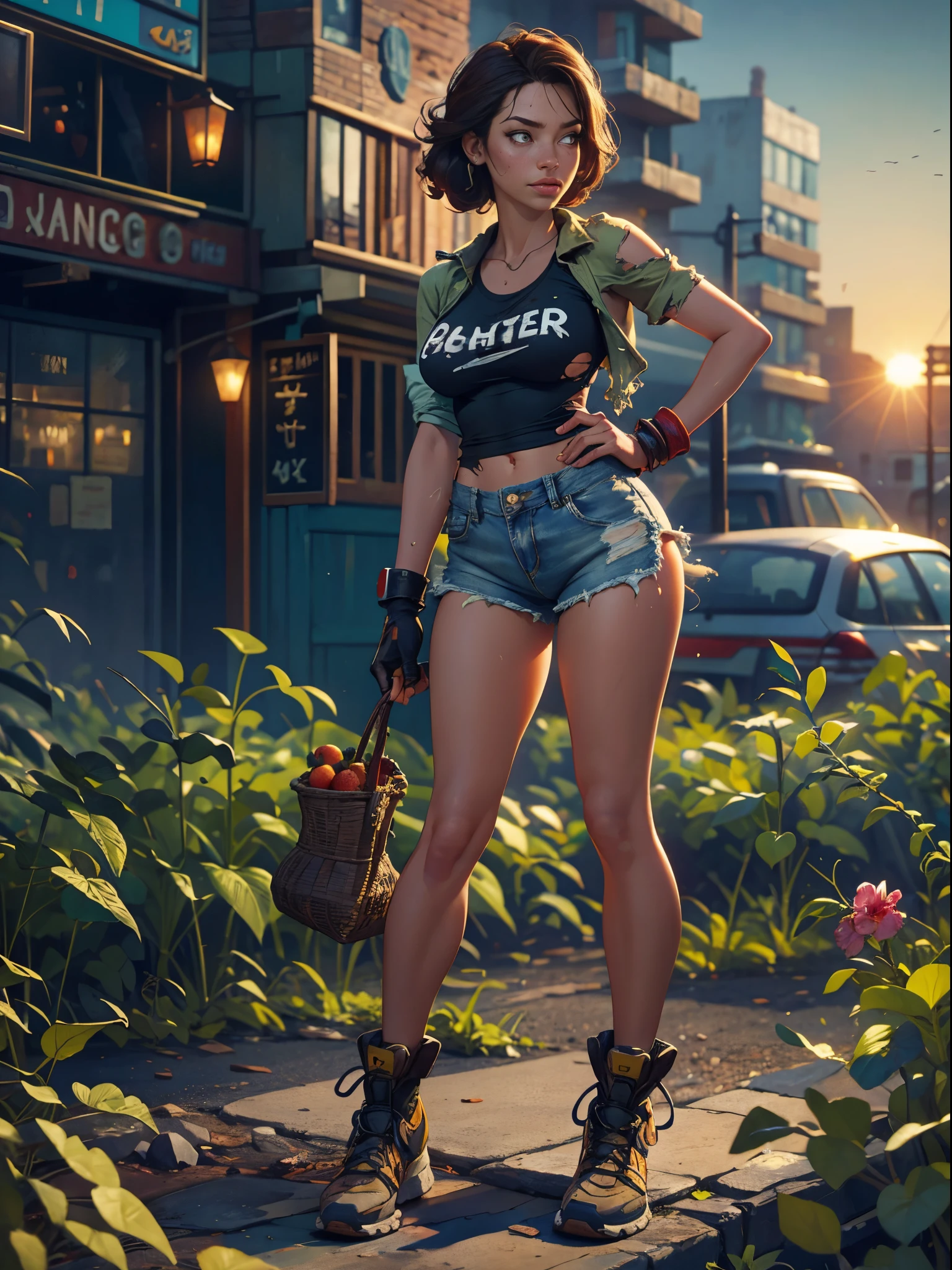 (masterpiece, best quality, absurdres, 4k, aesthetic, detailed, intricate, perfect lighting), IncrsBetweenThighs,watermelon,between thighs,sitting,1girl,ashrss, thick thighs,uniform, hat, single braid, sunglasses, bulletproof vest, shorts, gloves, vest, tactical clothes, long sleeves <lora:ashrss:0.8> <lora:WatermelonBetweenThighs:1>