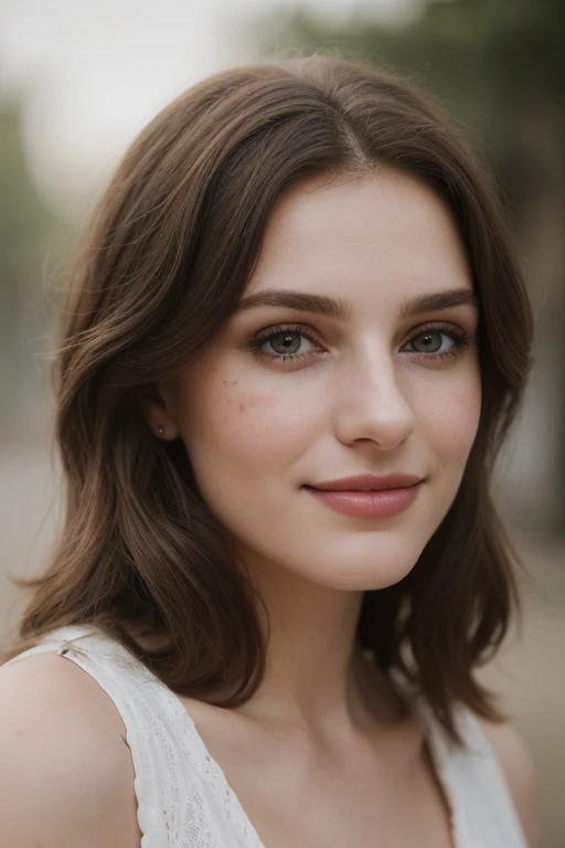 (aesthetic portrait,artistic,photography:1.1),(best quality,highres),(ultra-detailed,extremely detailed face:1.1),(natural lighting,warm tones),(soft and gentle atmosphere),(subtle background,blurred background) skin blemishes, skin wrinkles,25 years old,masterpiece,realistic skin texture,charming smile,brunette